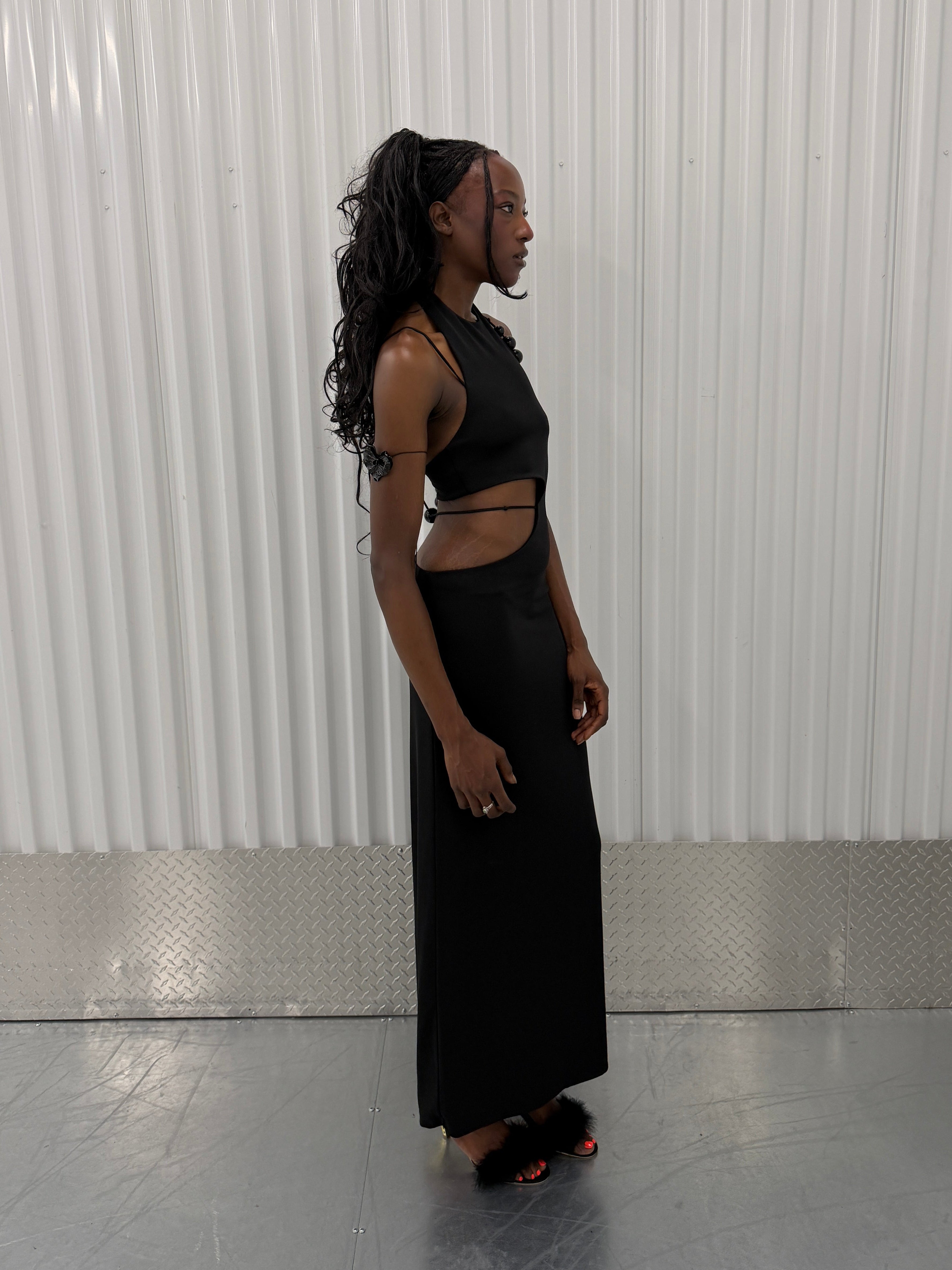 livia nunes x h&m cut out beaded dress
