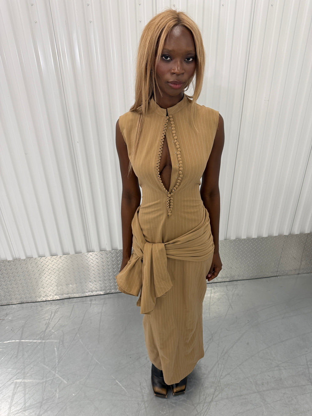 ru by rupal pinstripe maxi dress
