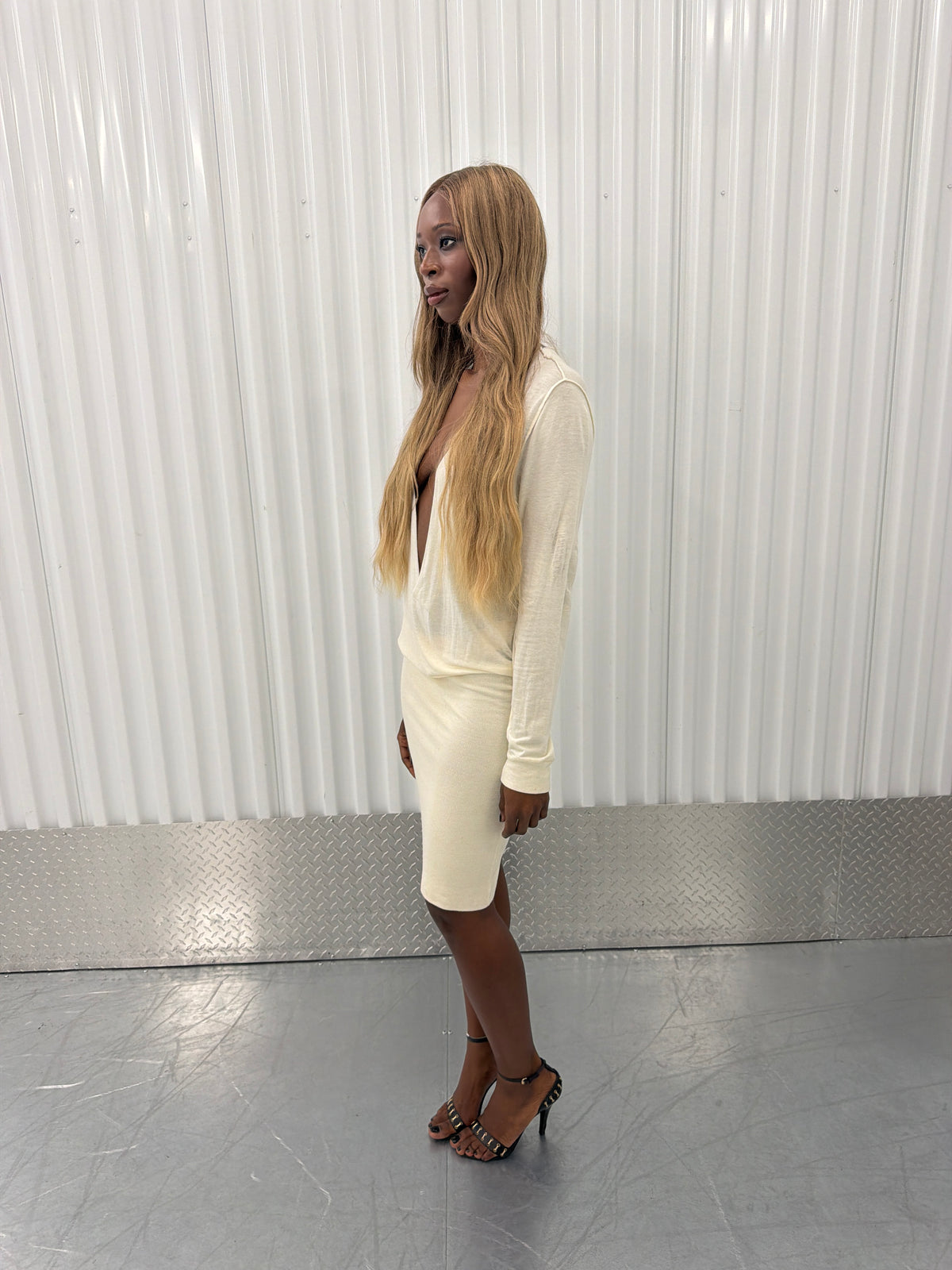 maison margiela6 deep v-cut knit dress