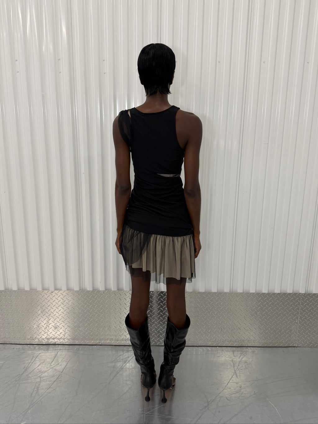 helmut lang mesh cut out dress