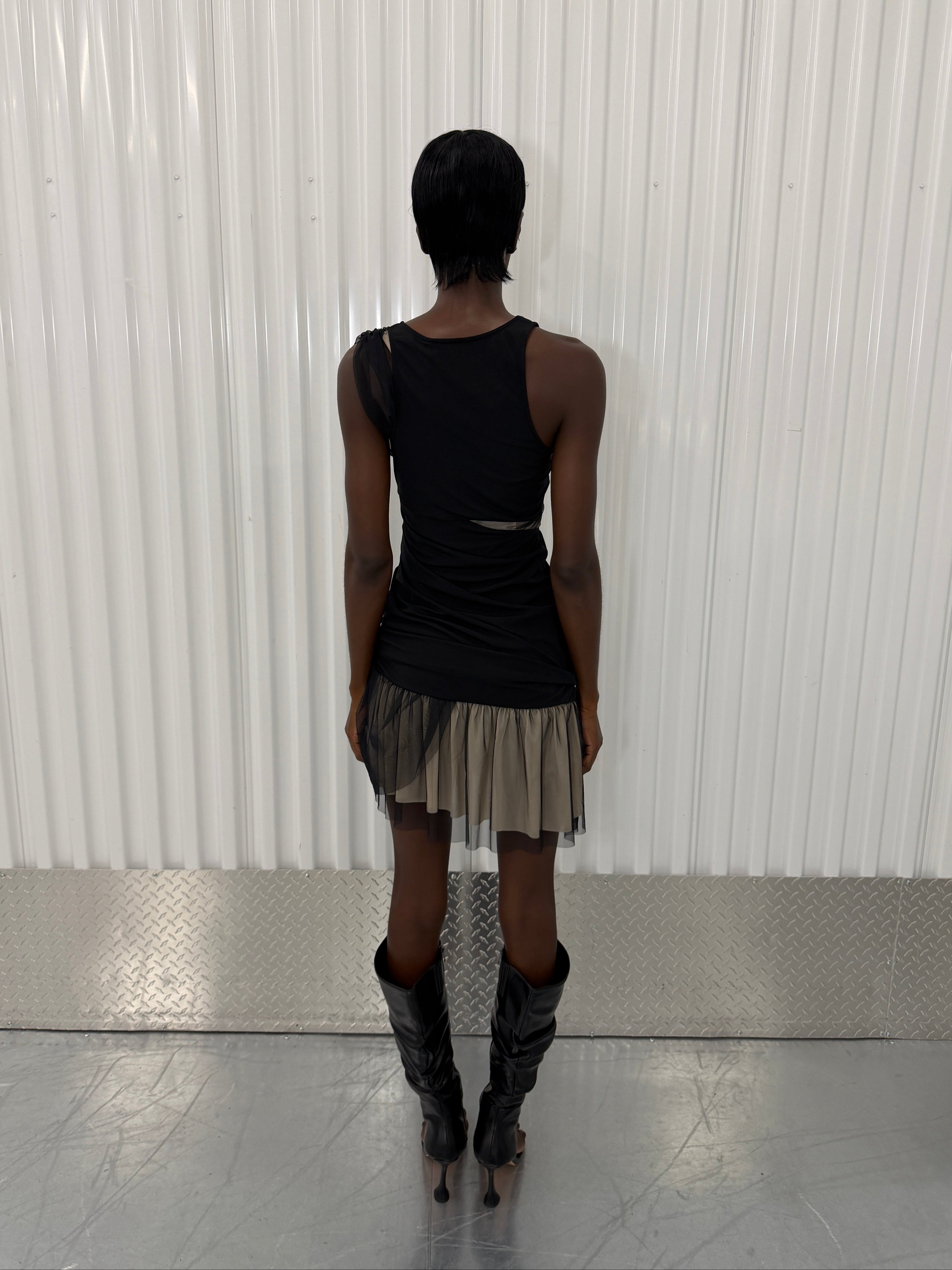 helmut lang mesh cut out dress