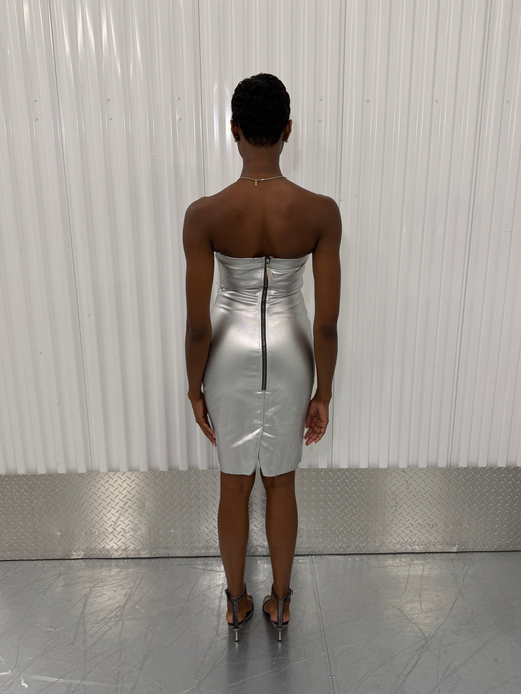 rick owens silver tube mini dress