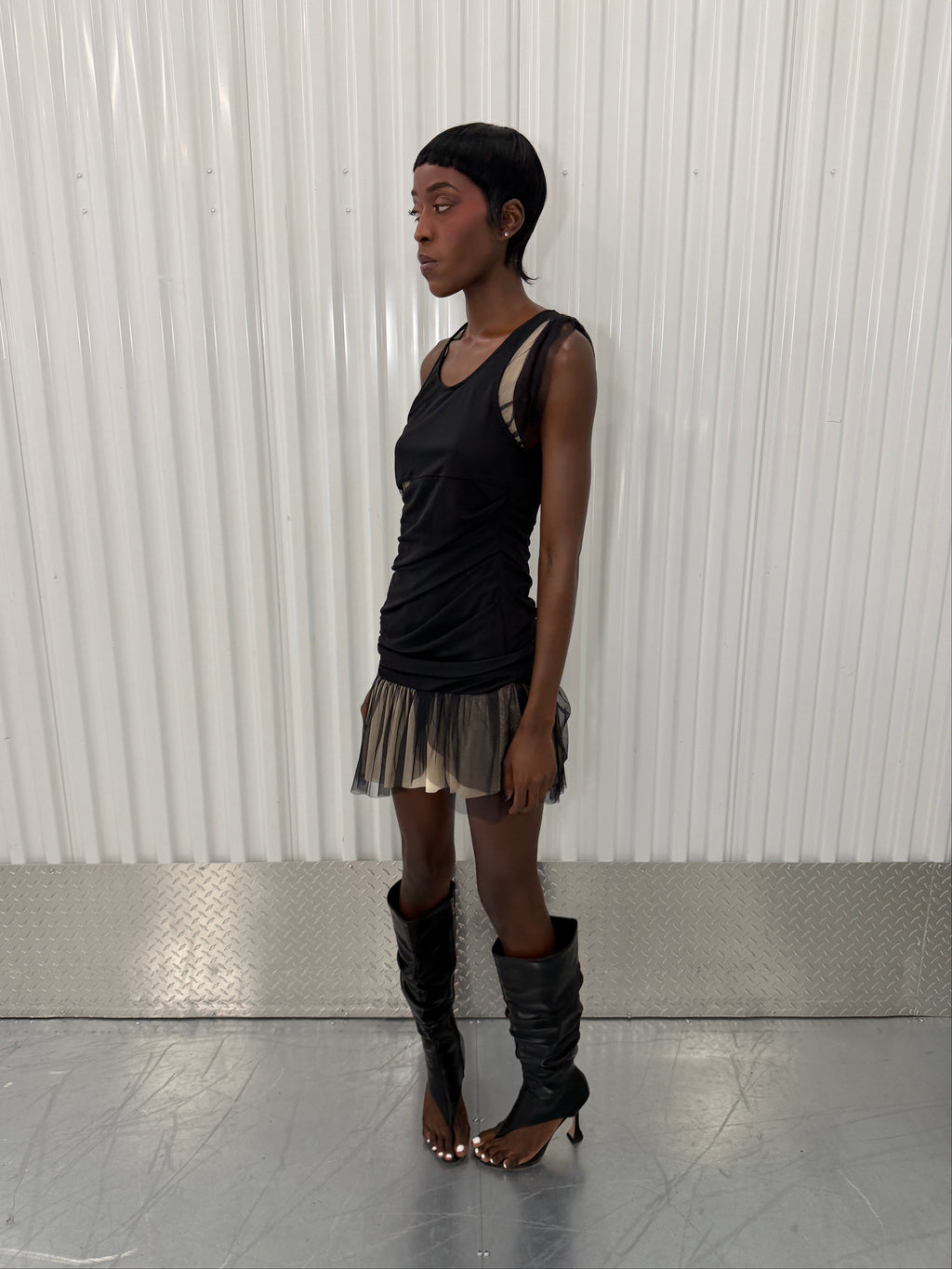 helmut lang mesh cut out dress