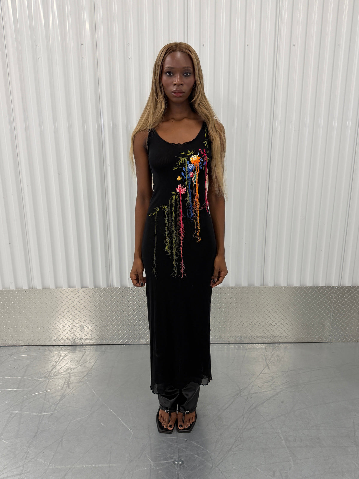jean paul gaultier soleil vintage cascading 3d mesh dress