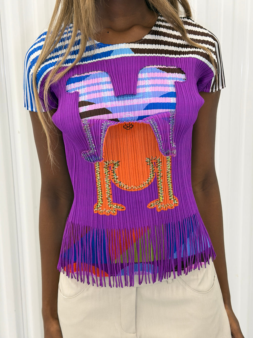 pleats please issey miyake crew neck - multicolor