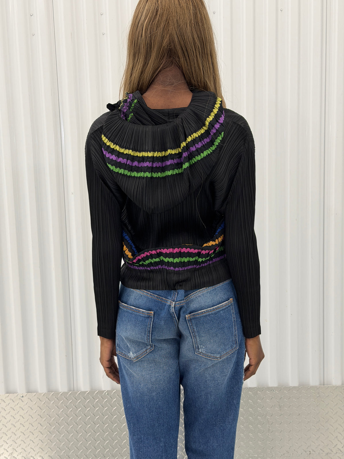 pleats please issey miyake zipper hoodie - multicolor