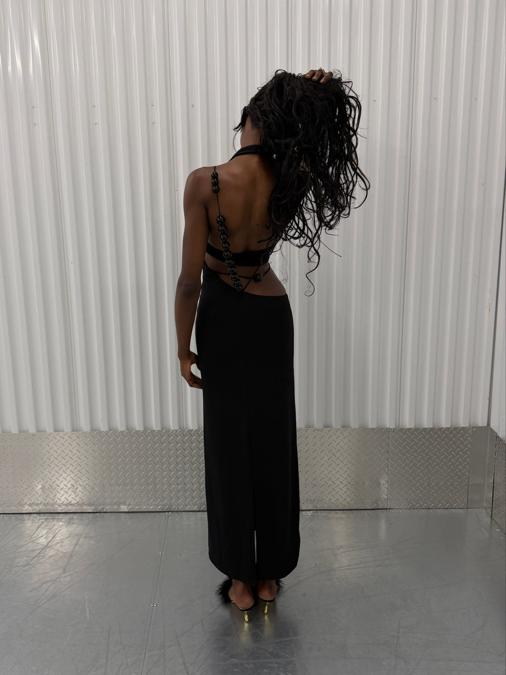 livia nunes x h&m cut out beaded dress