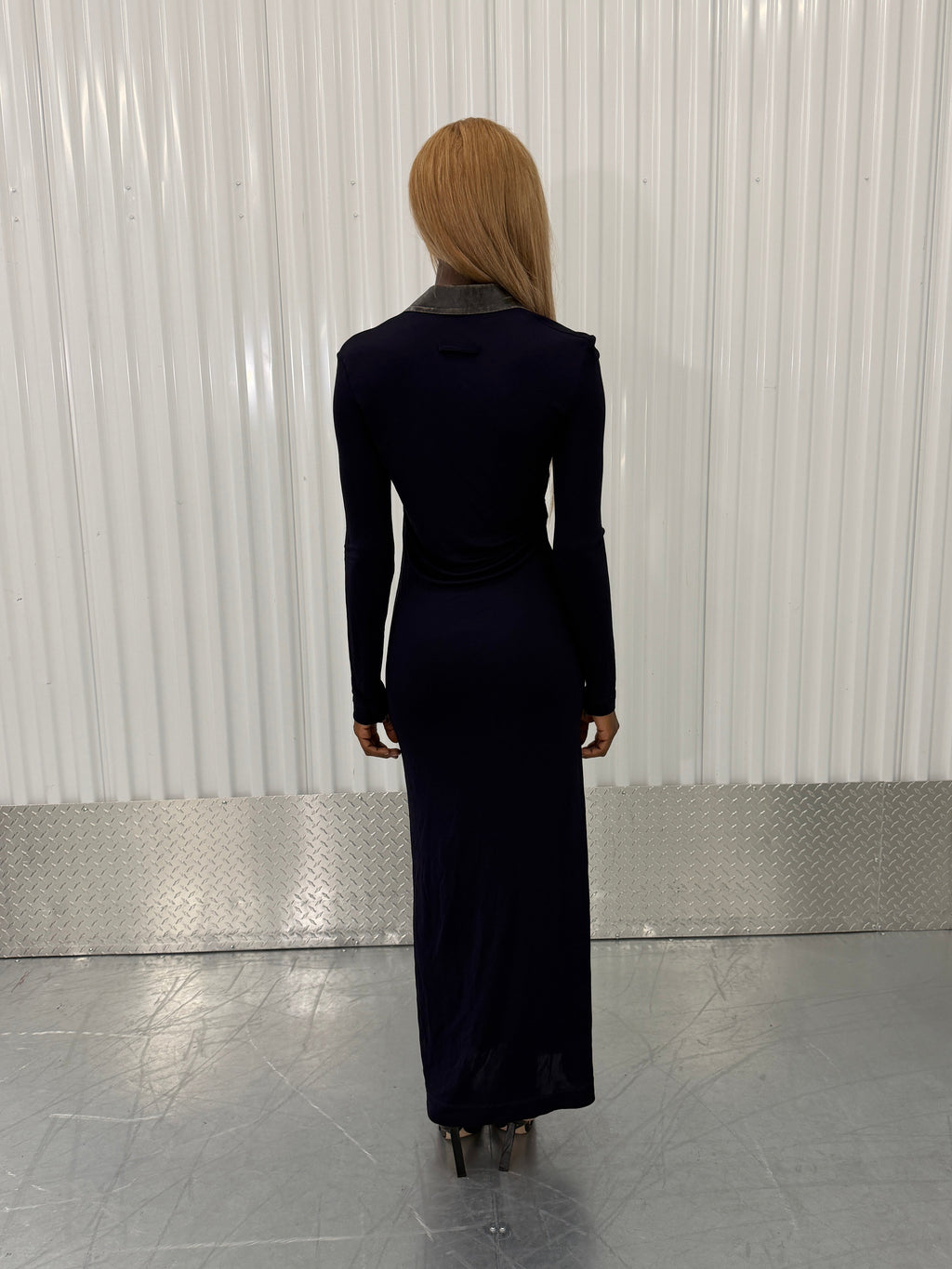 vintage jean paul gaultier leather collar maxi dress