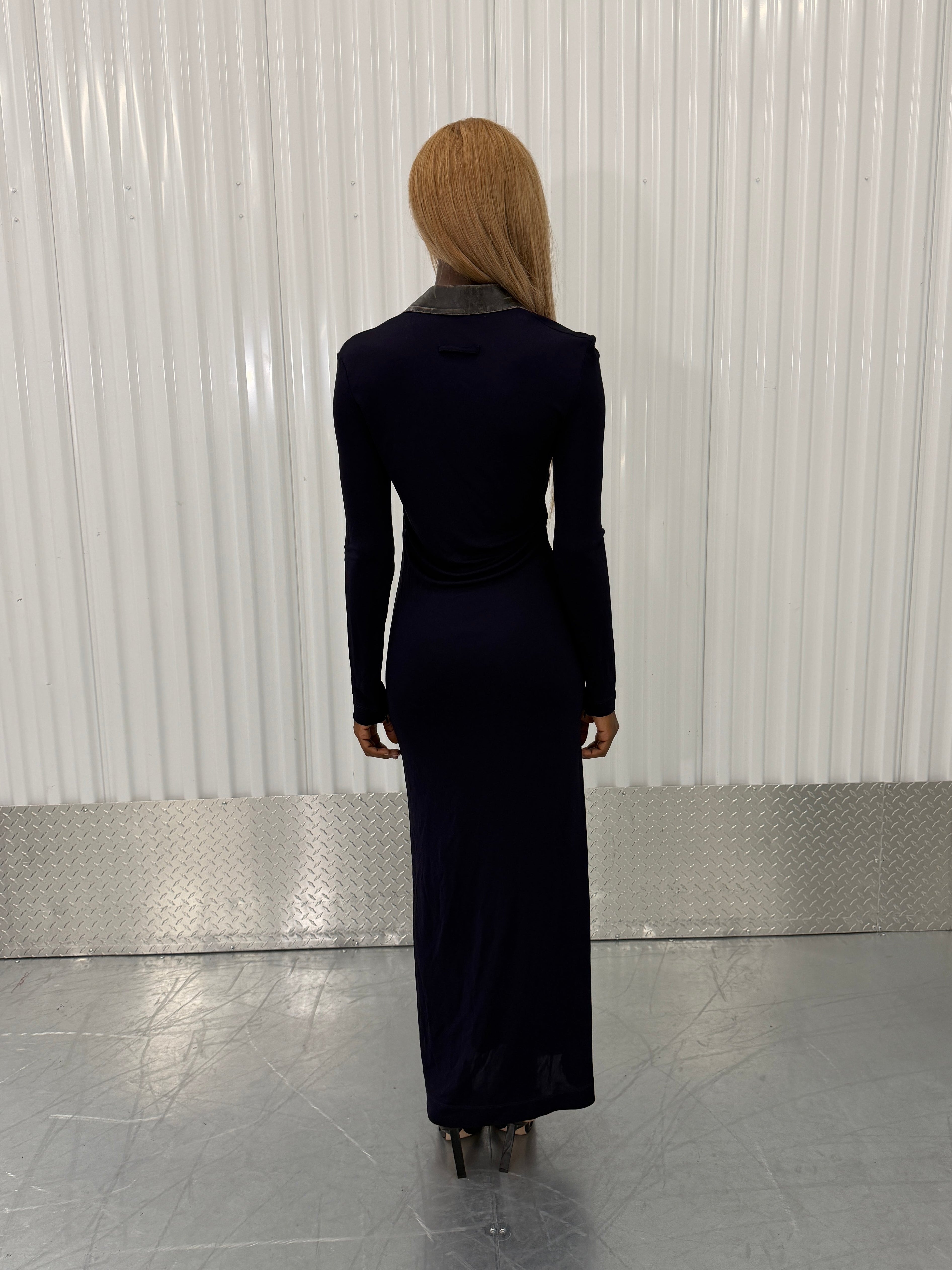vintage jean paul gaultier leather collar maxi dress