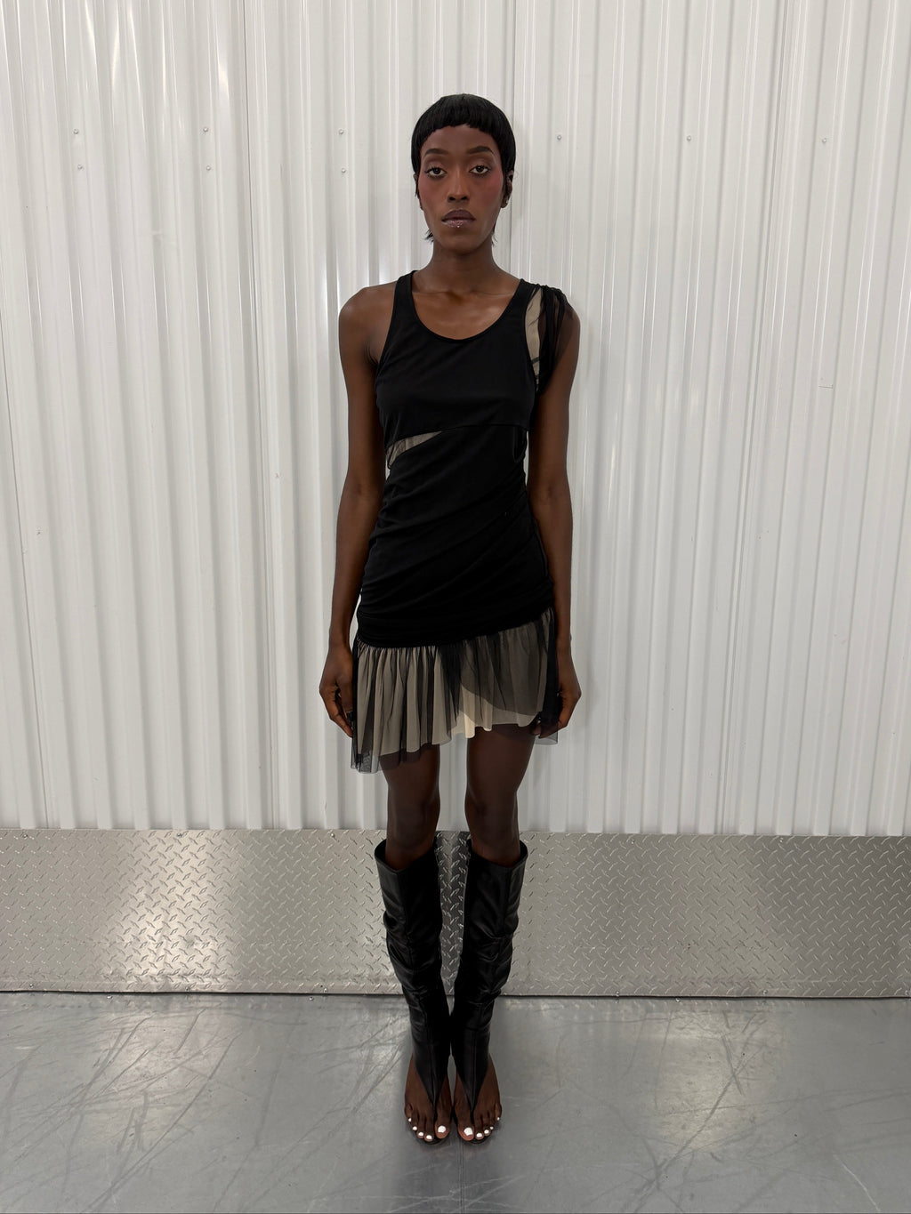 helmut lang mesh cut out dress