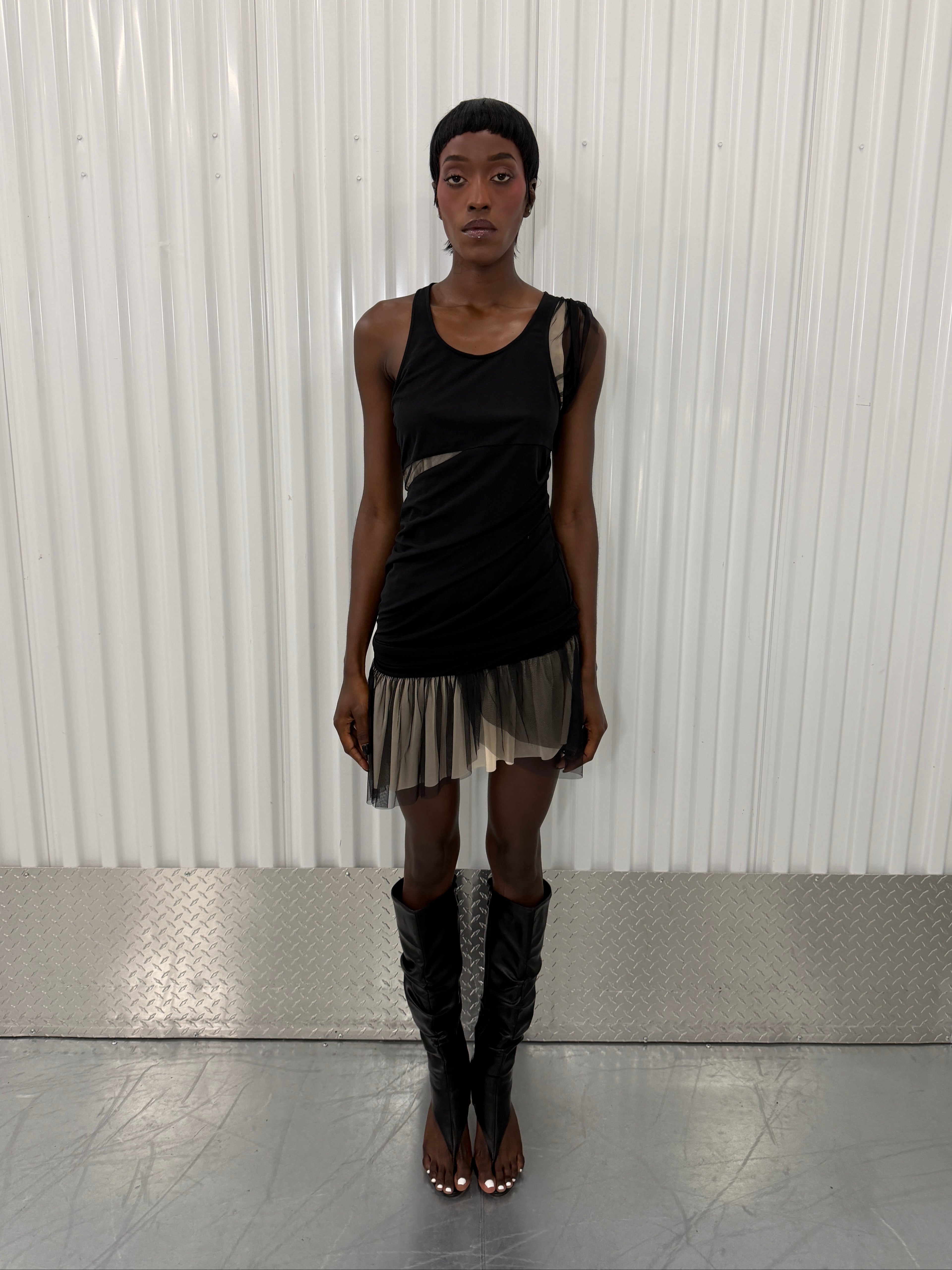 helmut lang mesh cut out dress