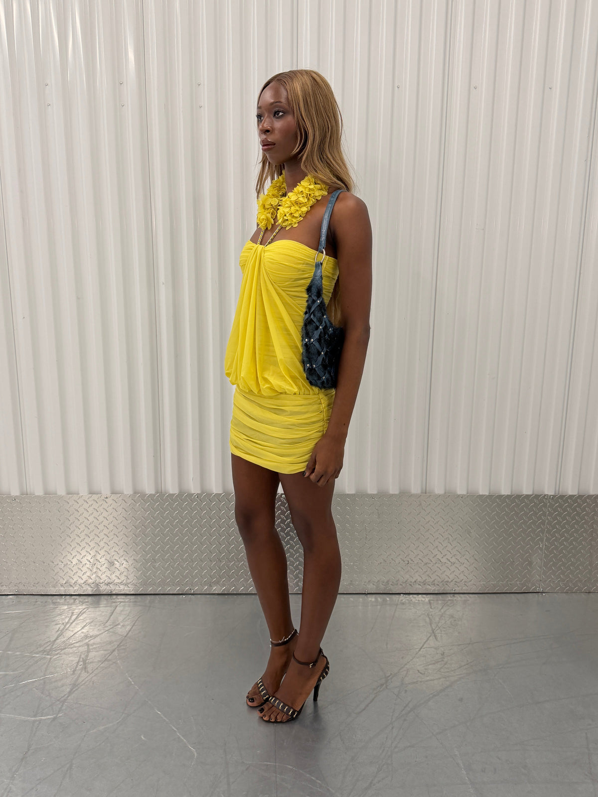fancí club peachline dress - yellow