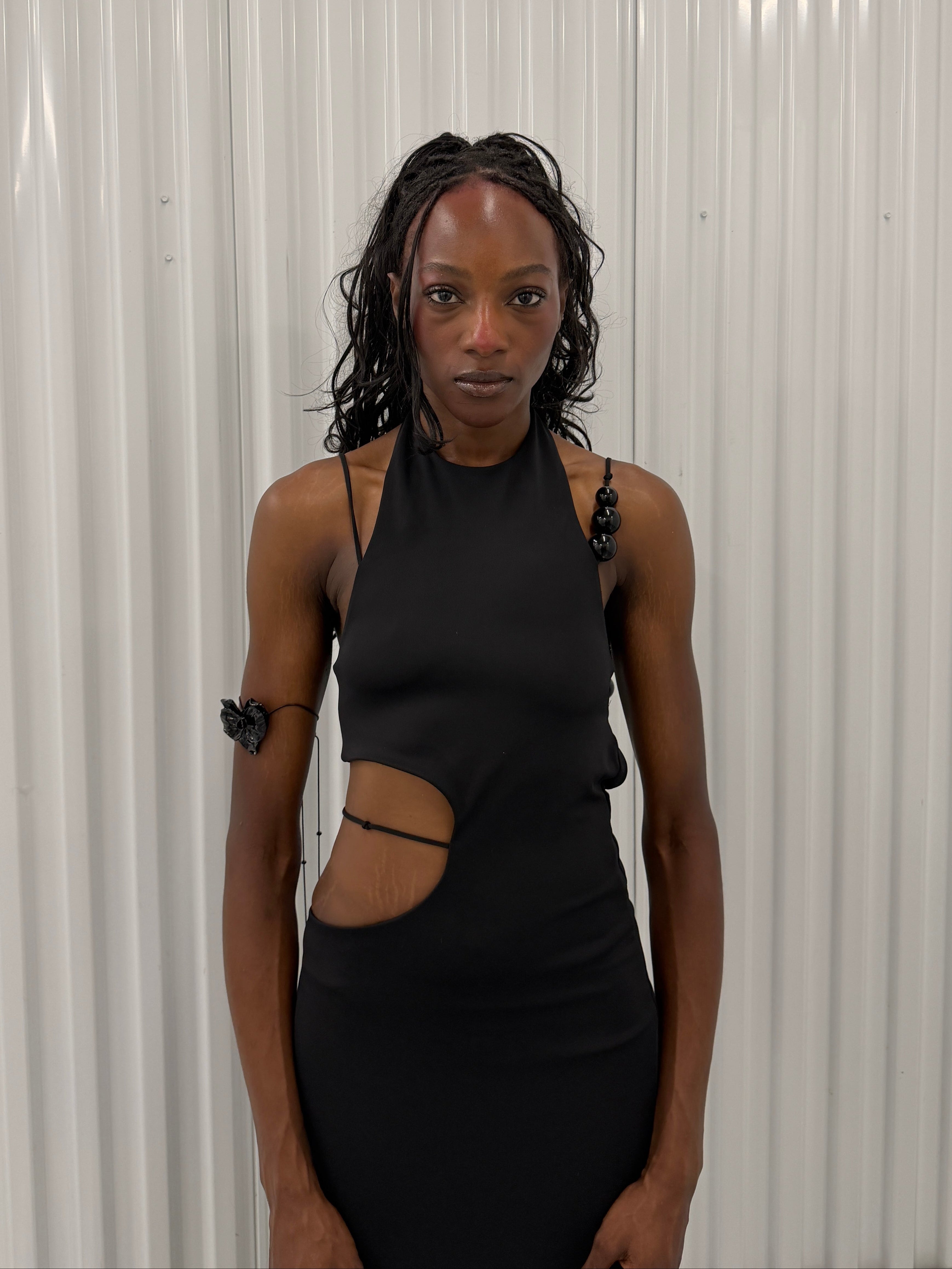 livia nunes x h&m cut out beaded dress