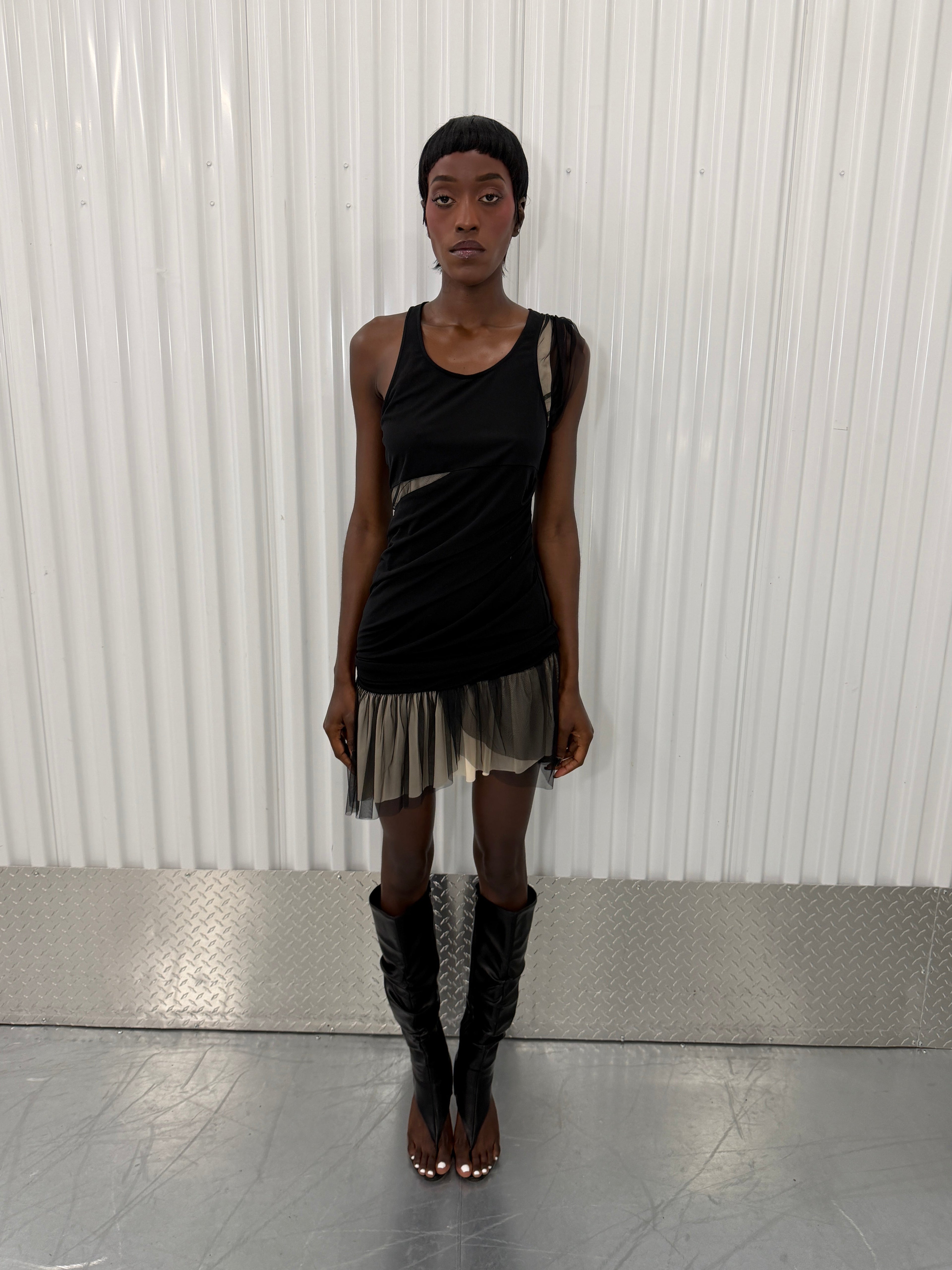 helmut lang mesh cut out dress
