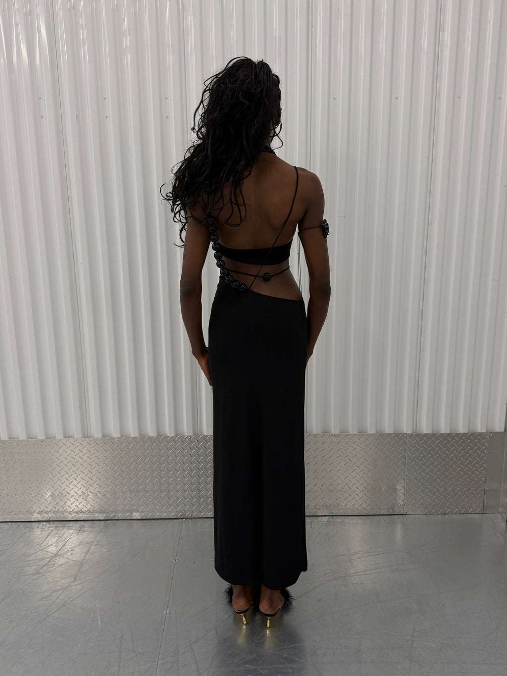 livia nunes x h&m cut out beaded dress