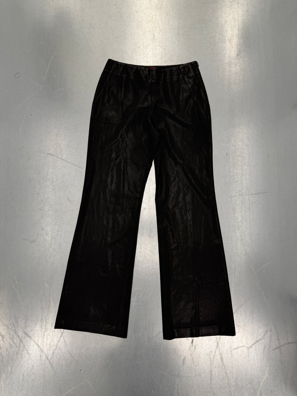 diesel waxed pinstrip trousers