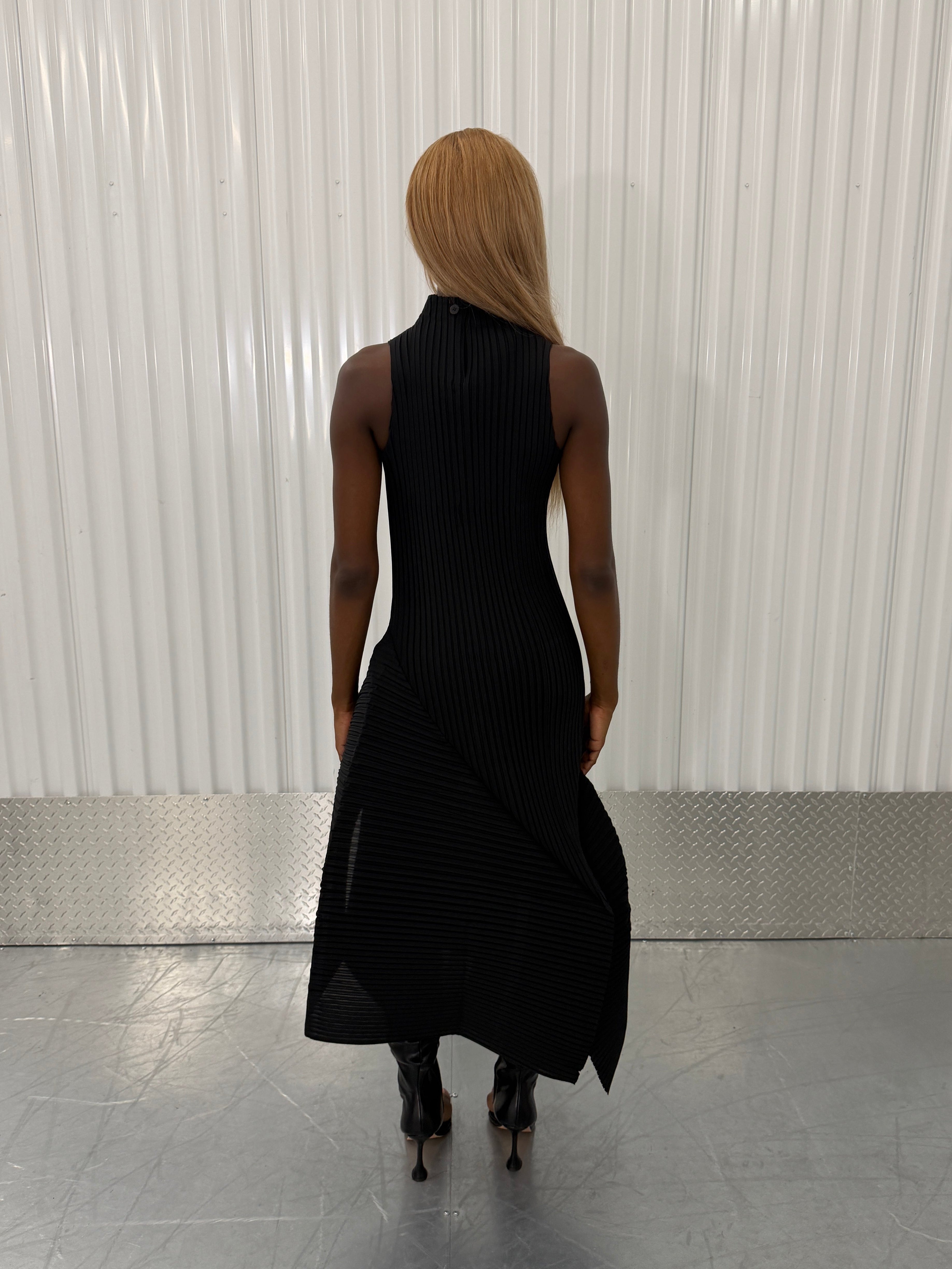issey miyake fold pleats midi dress