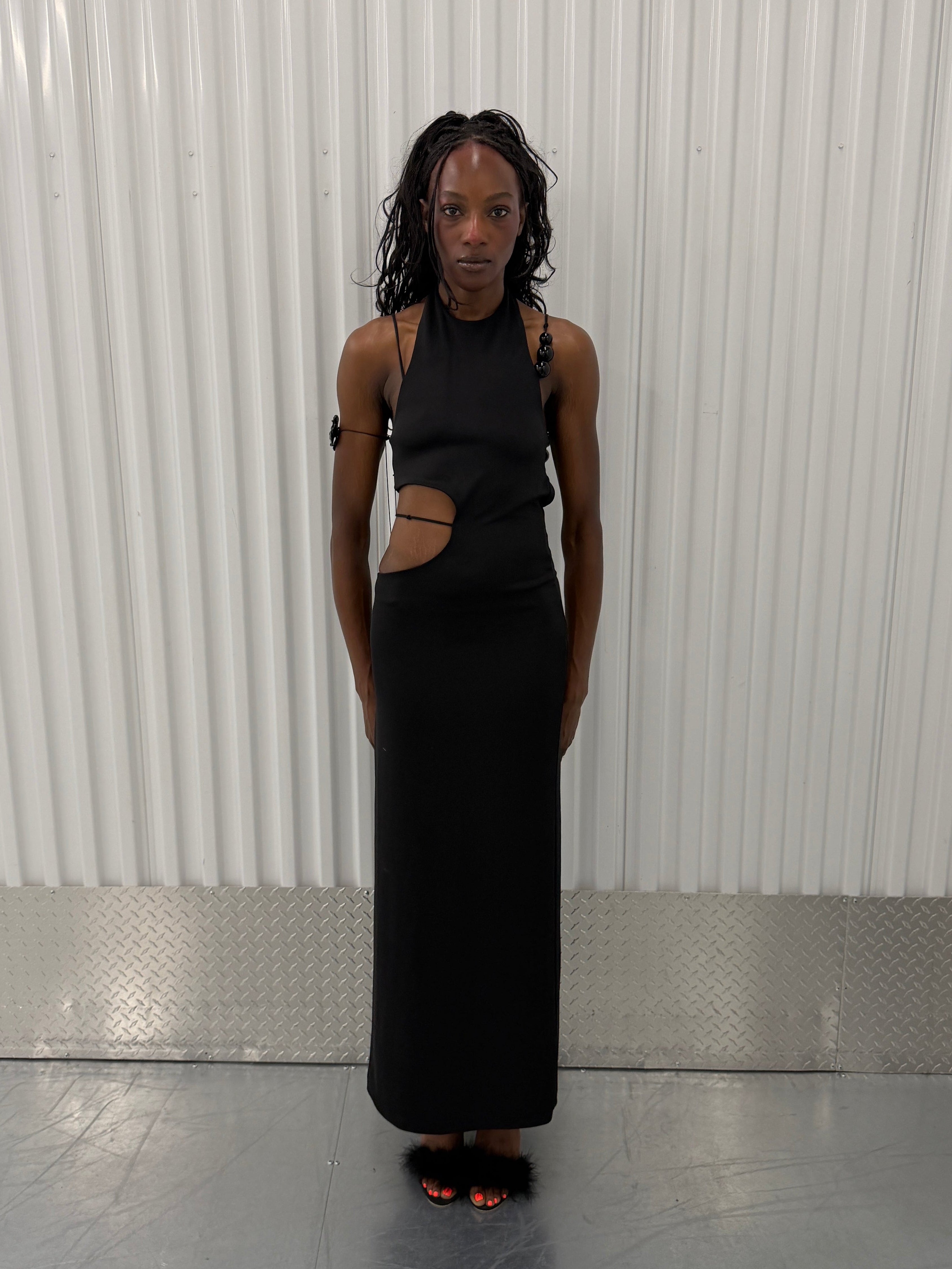 livia nunes x h&m cut out beaded dress