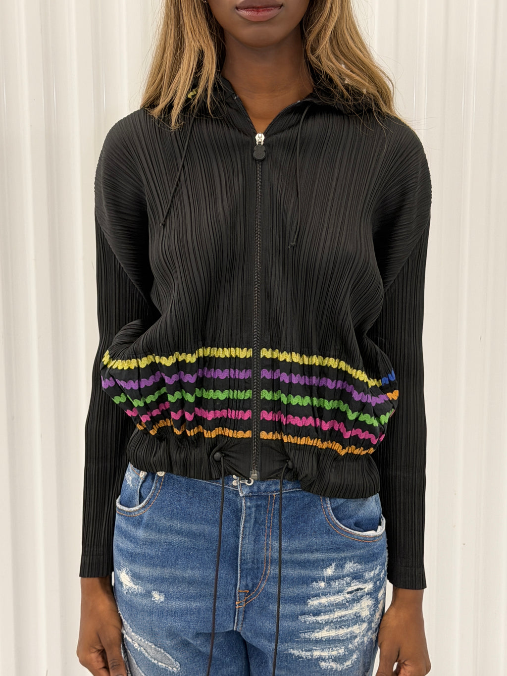 pleats please issey miyake zipper hoodie - multicolor