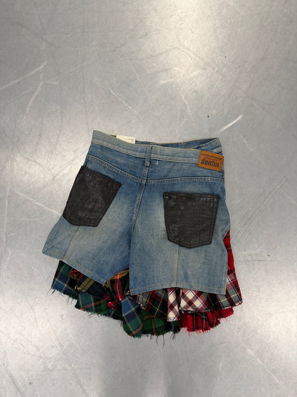junya wantanabe CDG denim tartan skirt