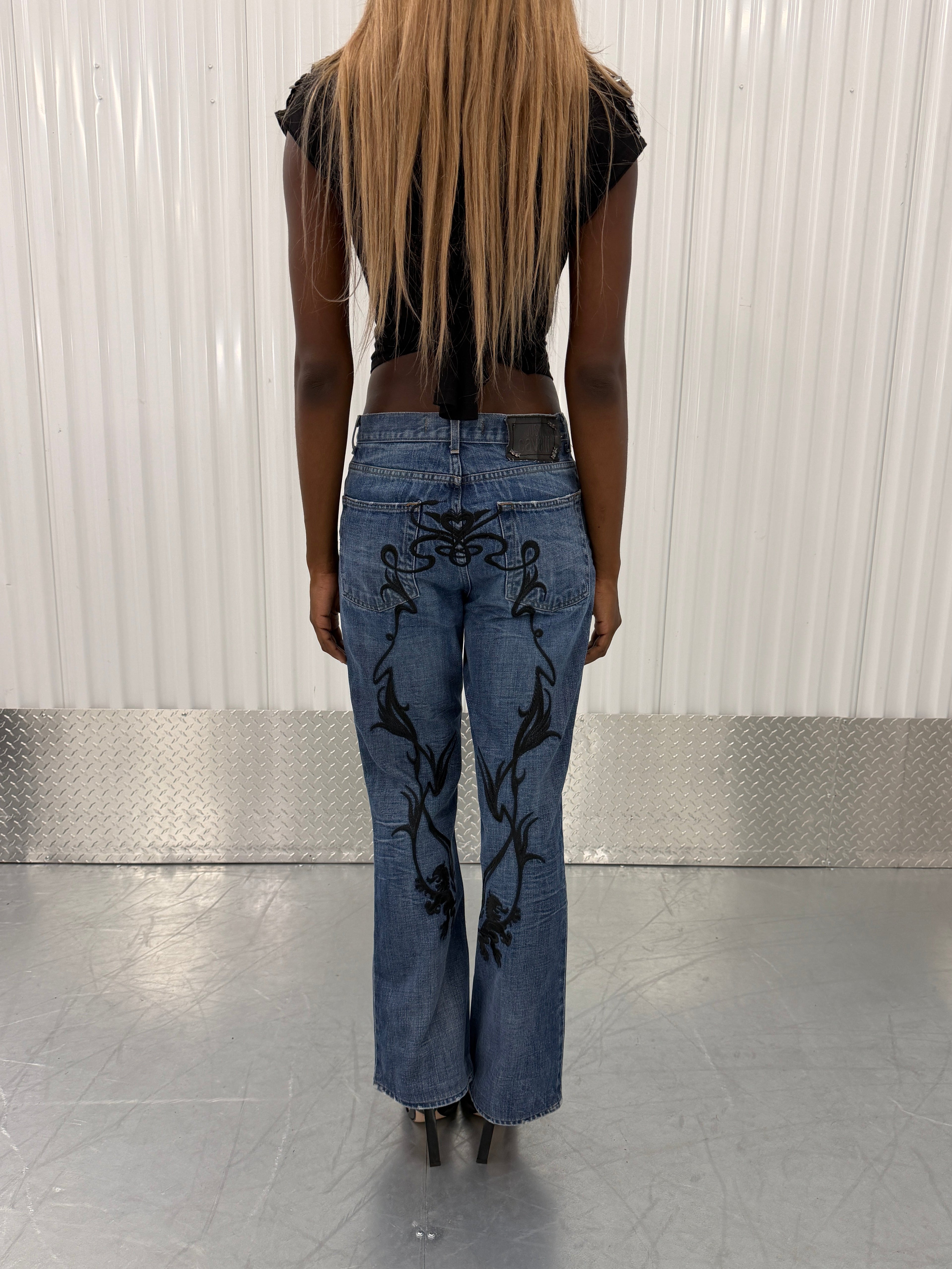 just cavalli embroidered jeans