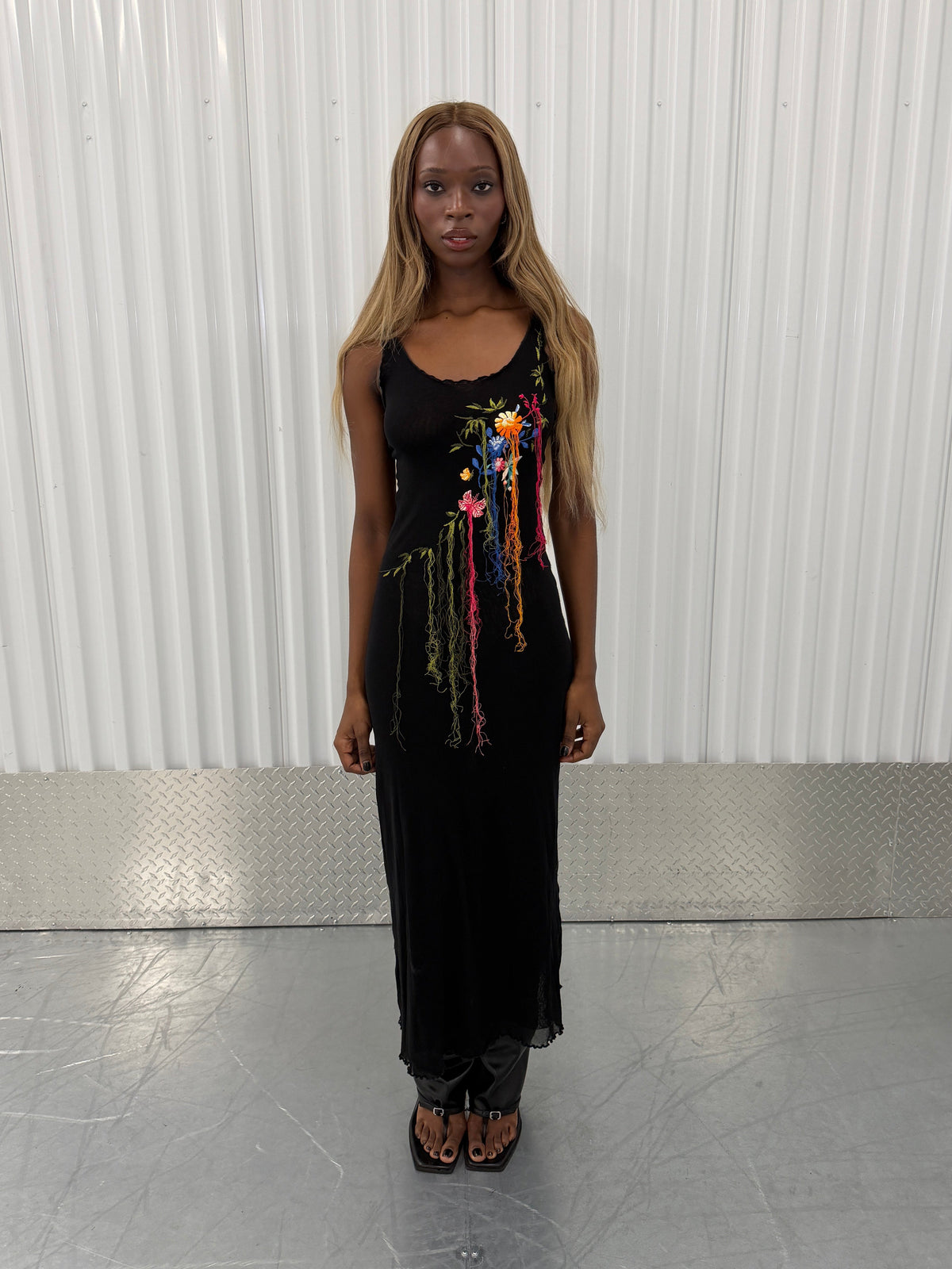 jean paul gaultier soleil vintage cascading 3d mesh dress
