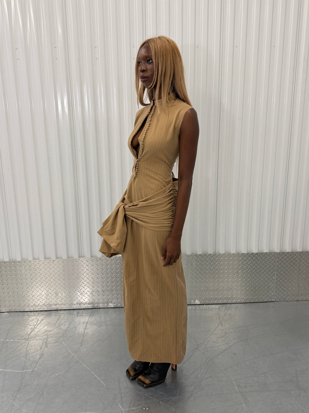ru by rupal pinstripe maxi dress