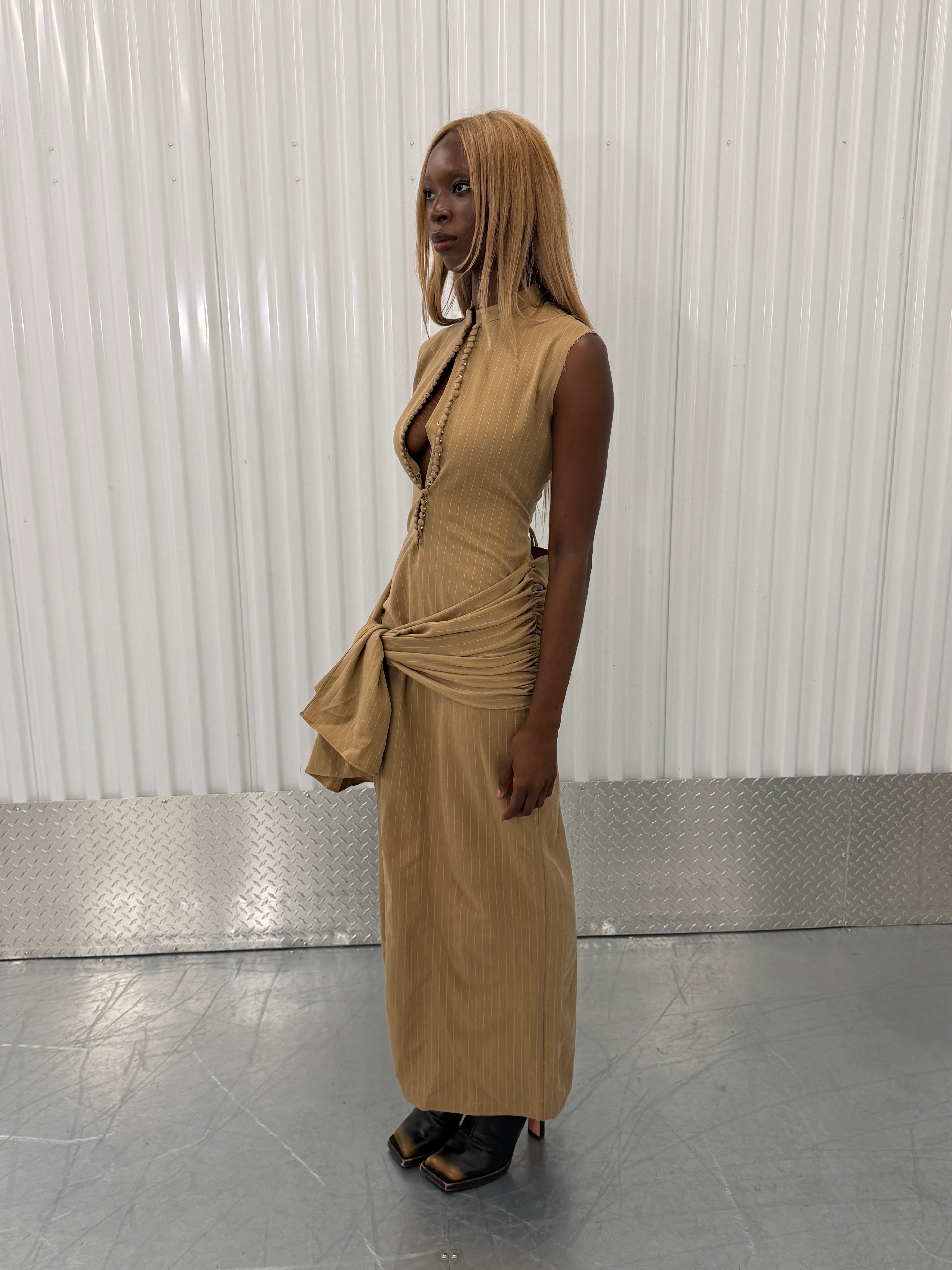 ru by rupal pinstripe maxi dress