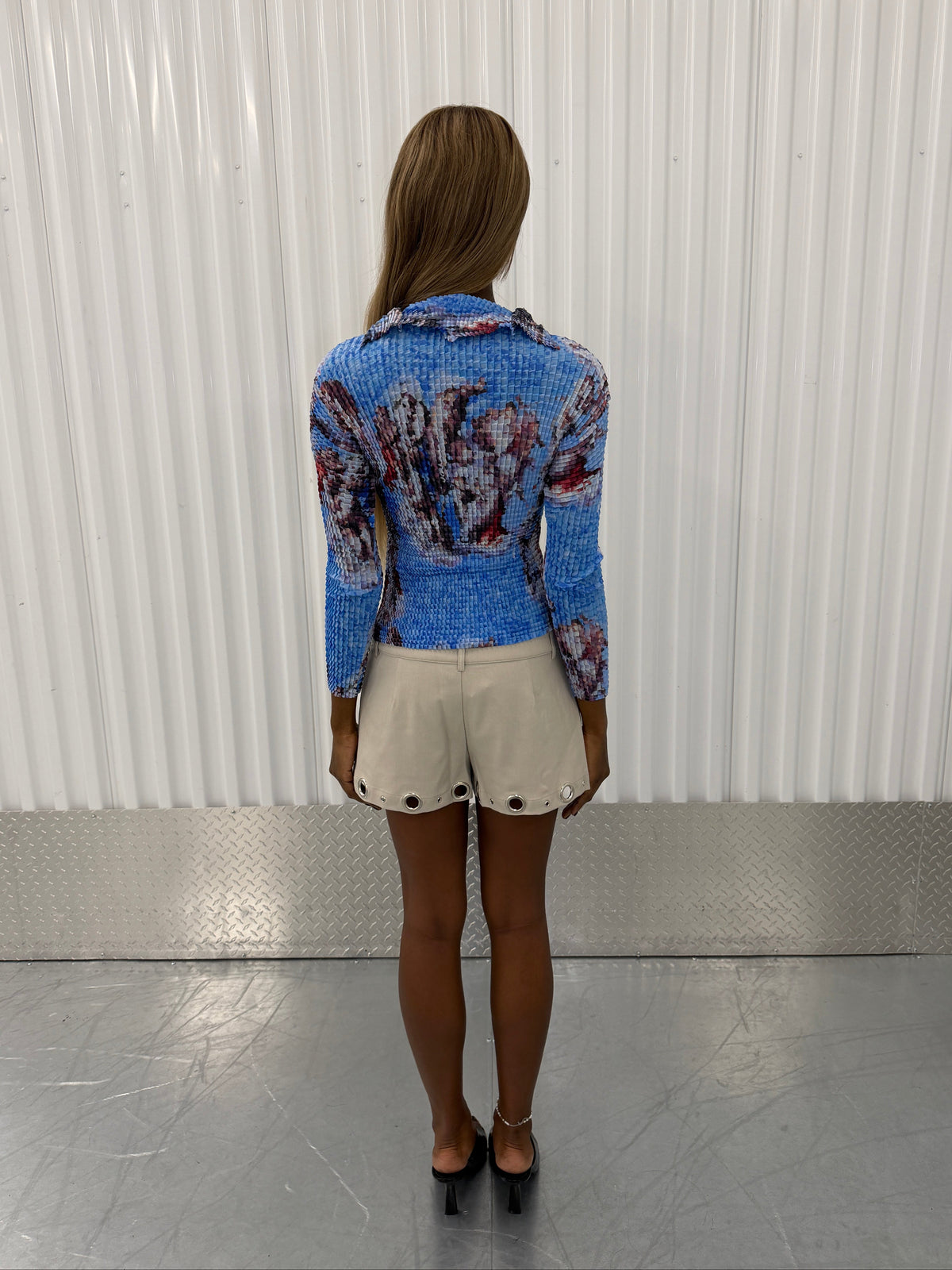 issey miyake mosaic v-neck shirt
