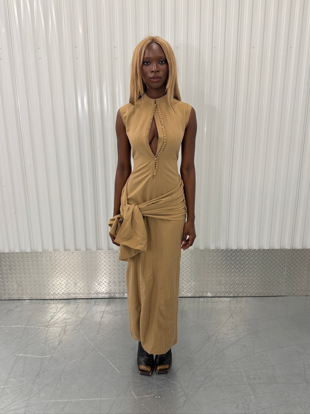 ru by rupal pinstripe maxi dress