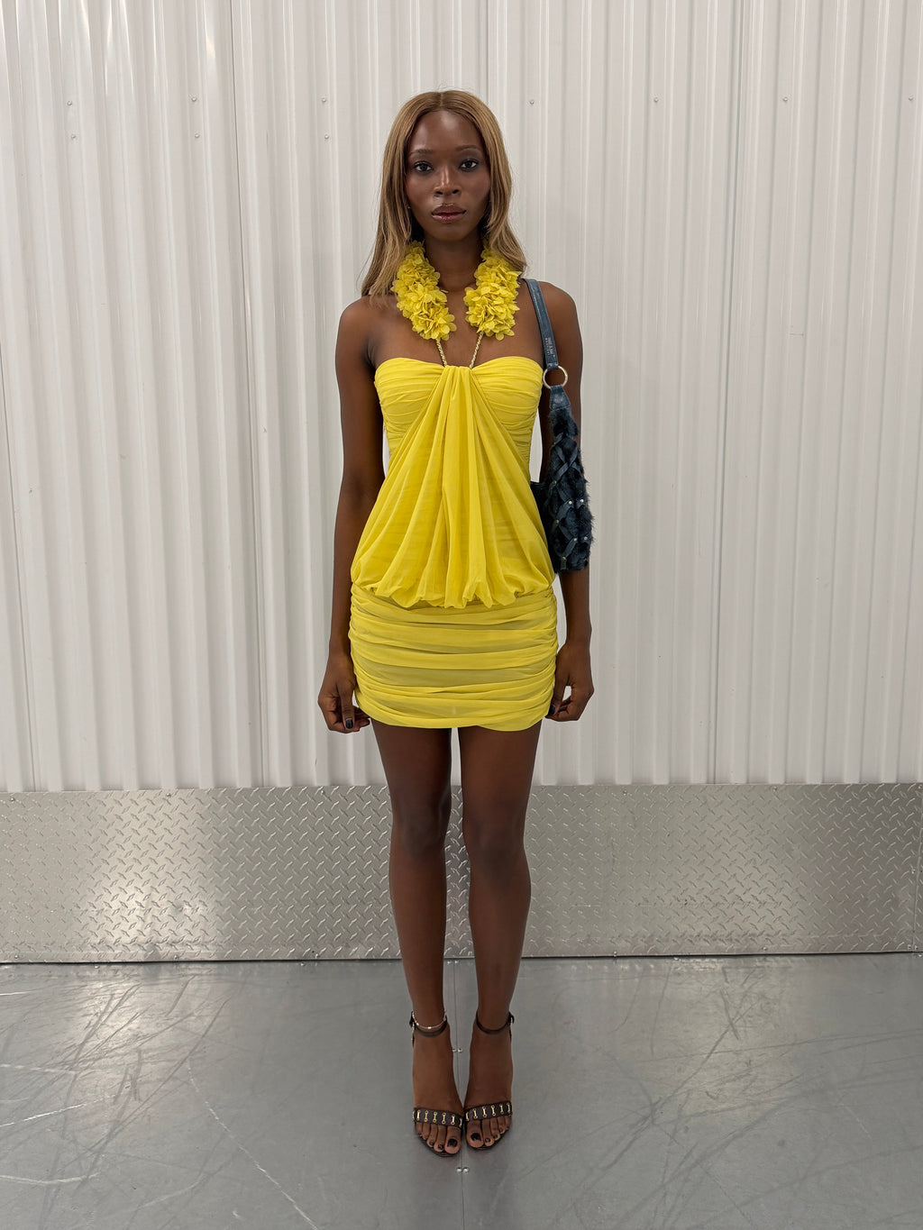 fancí club peachline dress - yellow