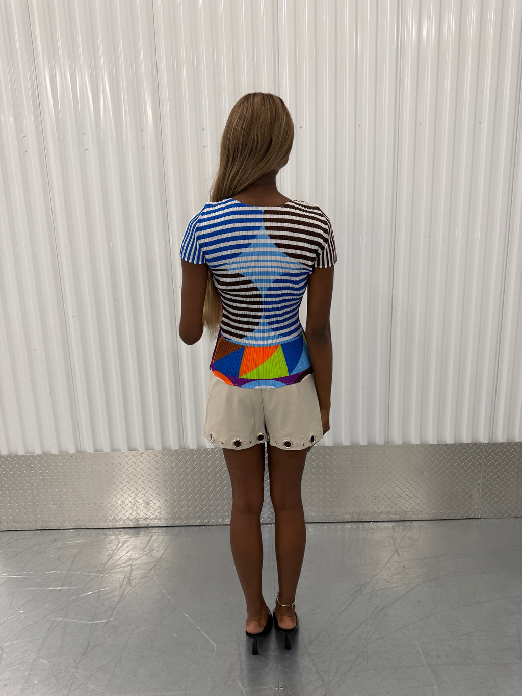pleats please issey miyake crew neck - multicolor