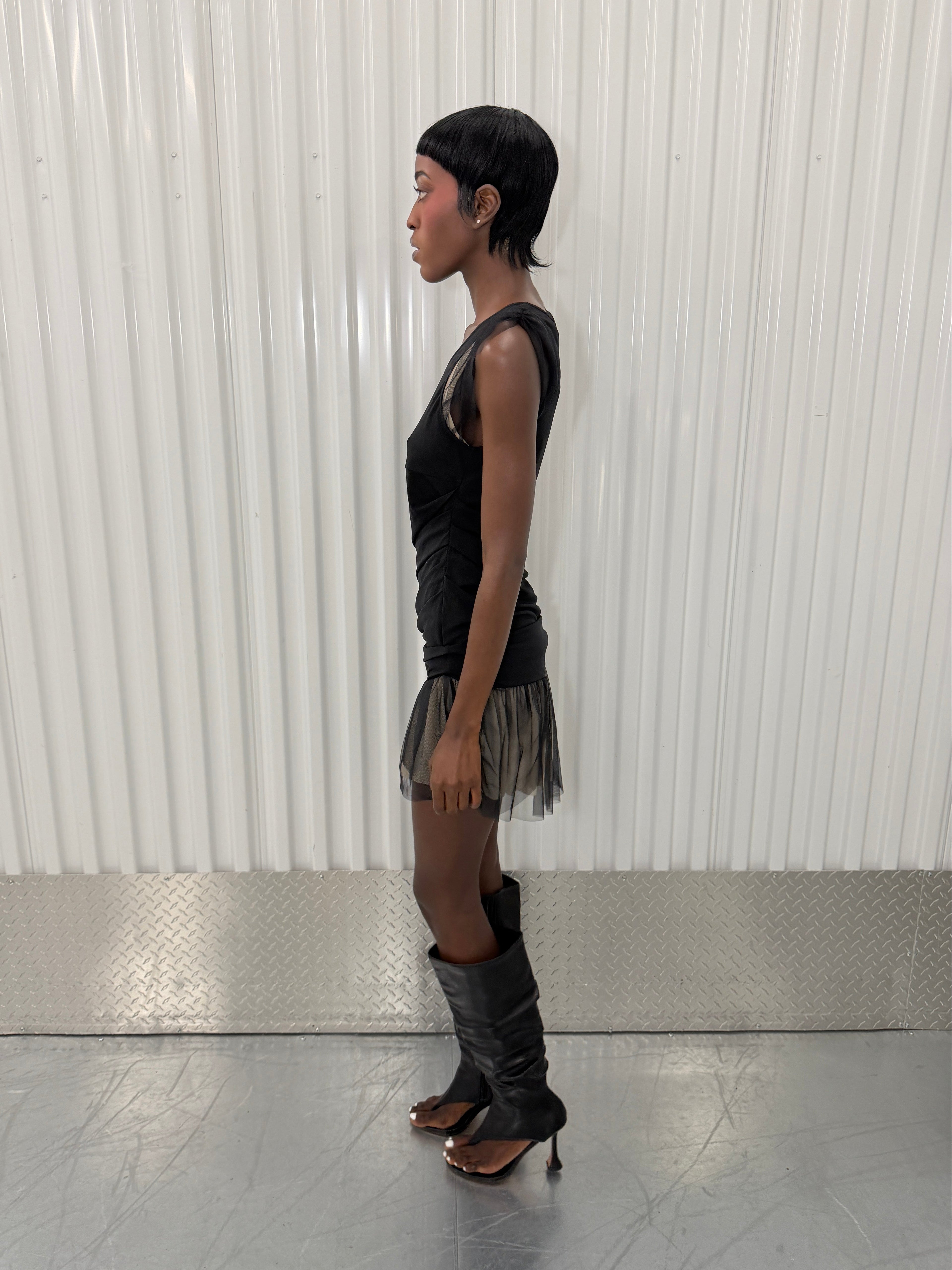 helmut lang mesh cut out dress