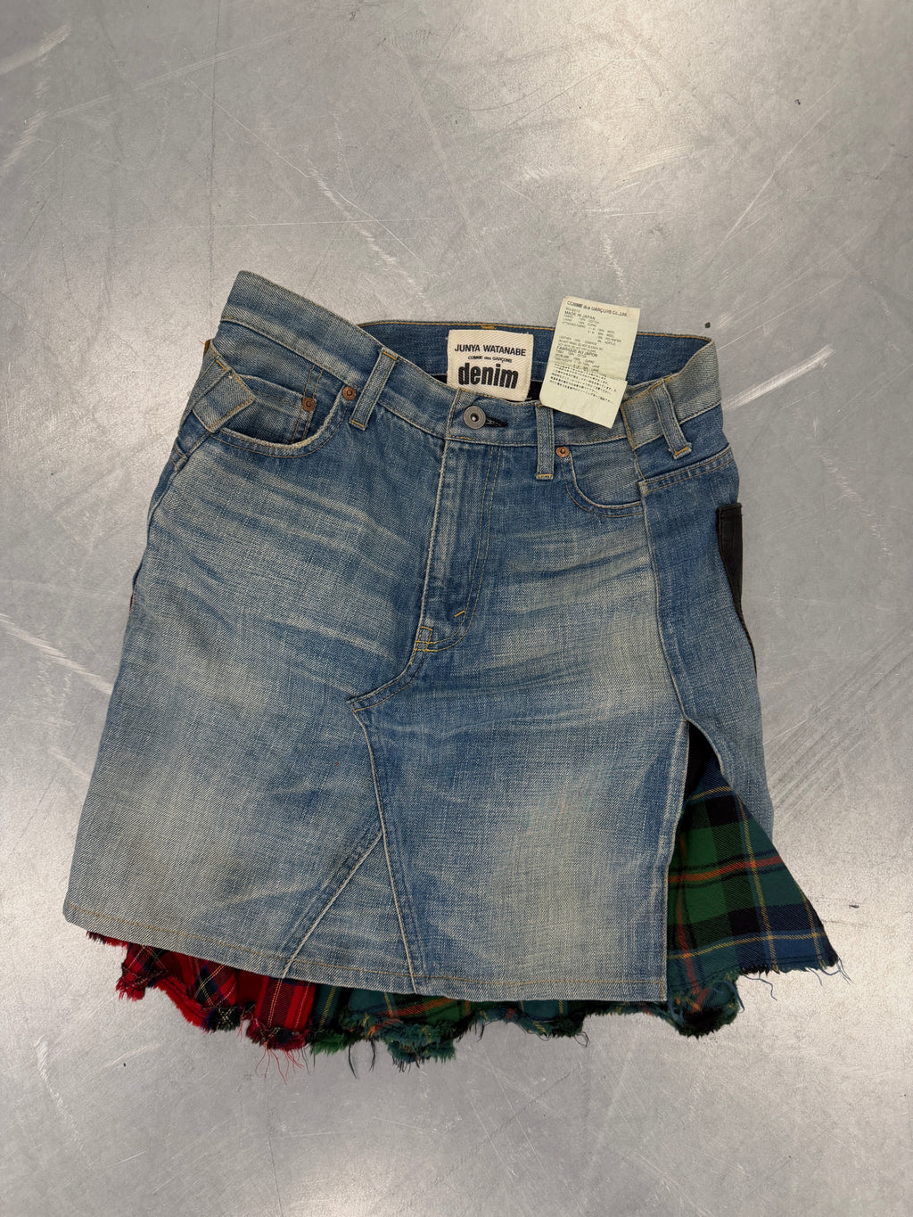 junya wantanabe CDG denim tartan skirt
