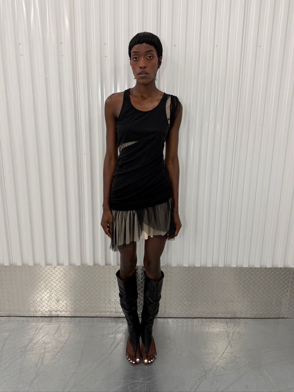 helmut lang mesh cut out dress