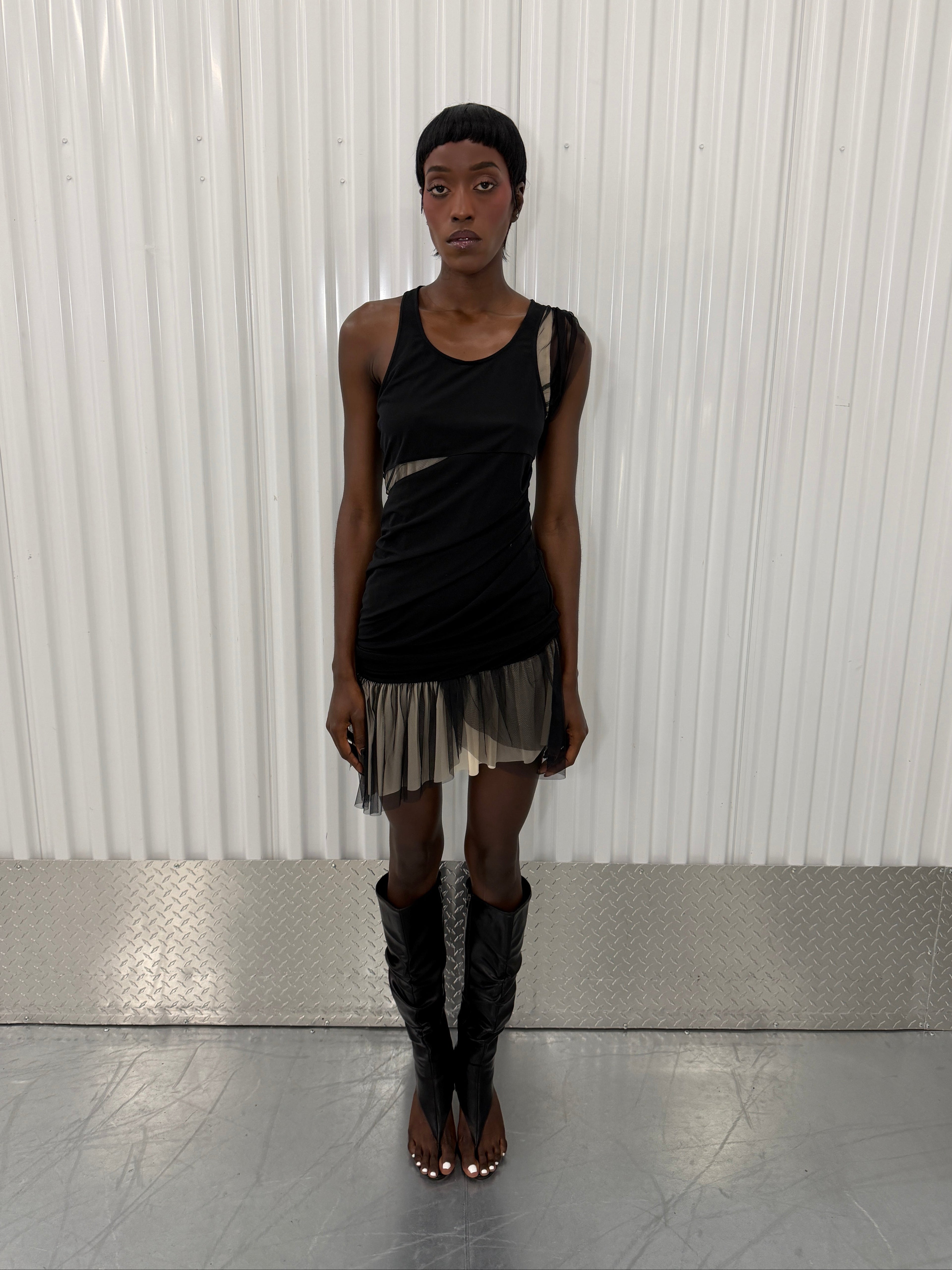 helmut lang mesh cut out dress