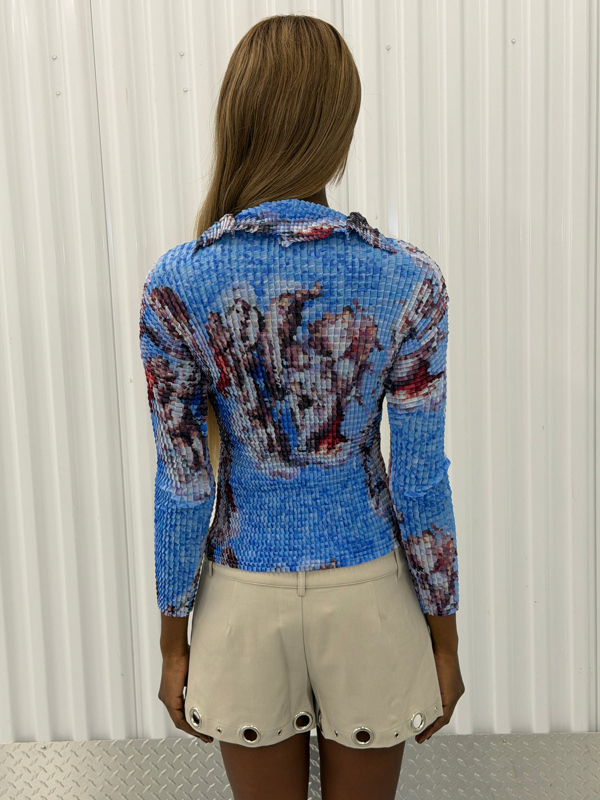 issey miyake mosaic v-neck shirt