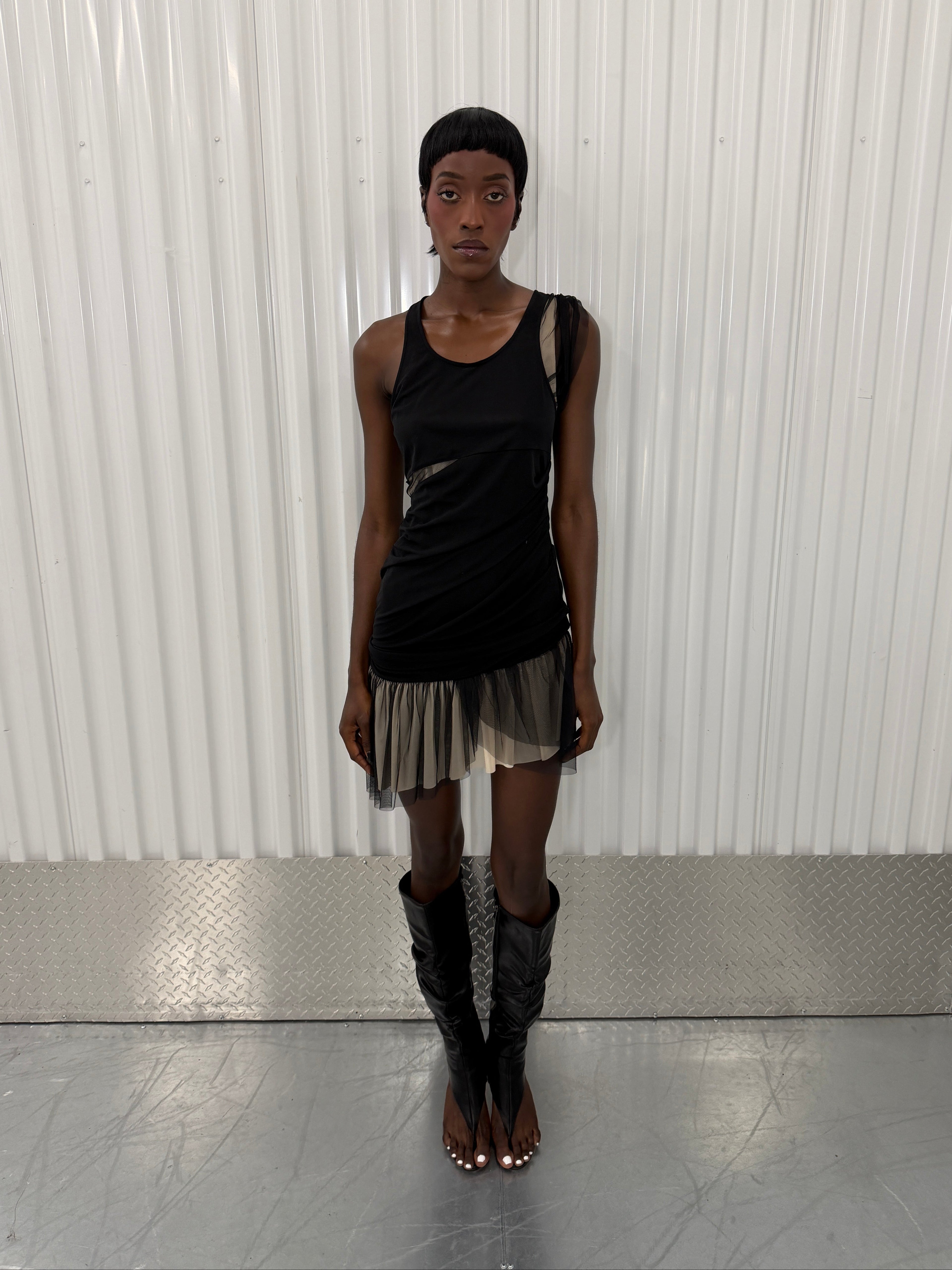 helmut lang mesh cut out dress