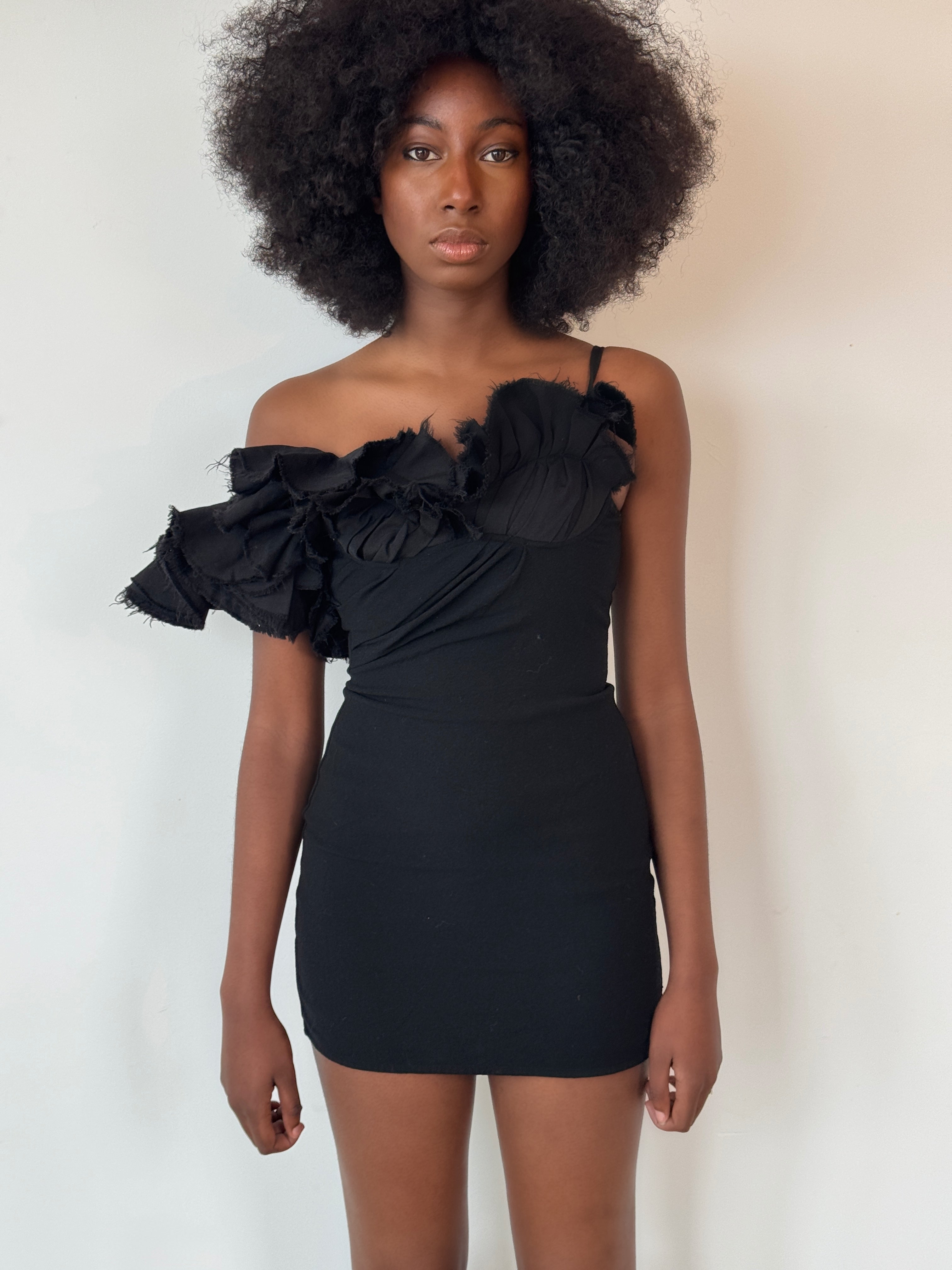 jacquemus floral 3d off-shoulder mini dress