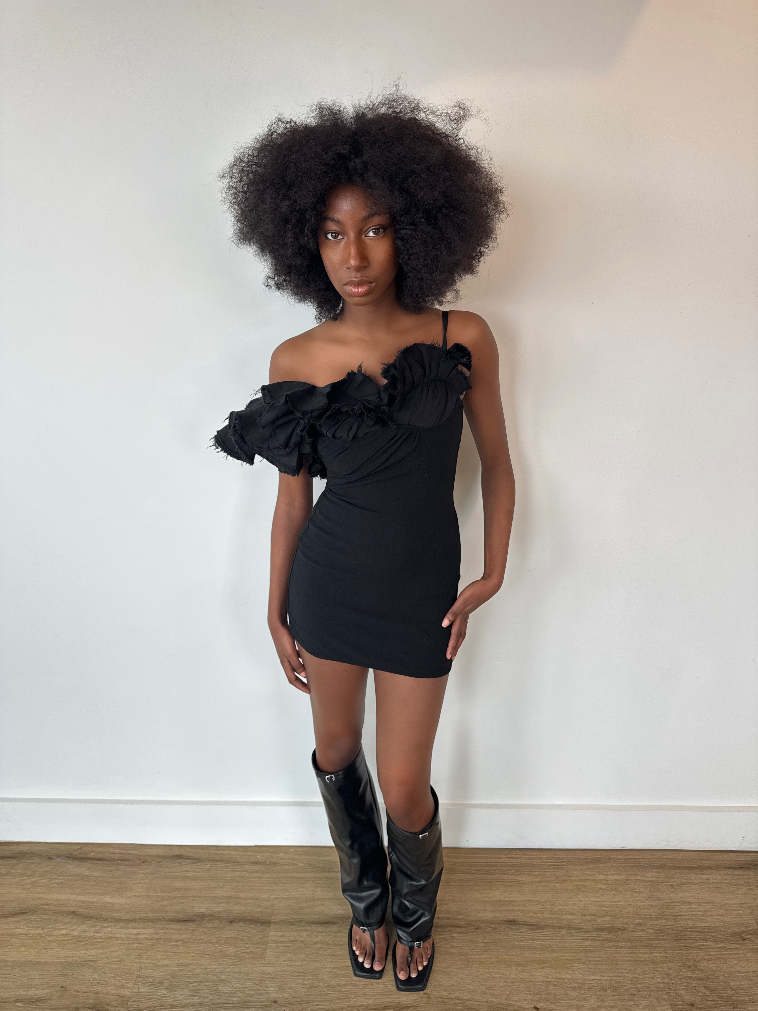 jacquemus floral 3d off-shoulder mini dress