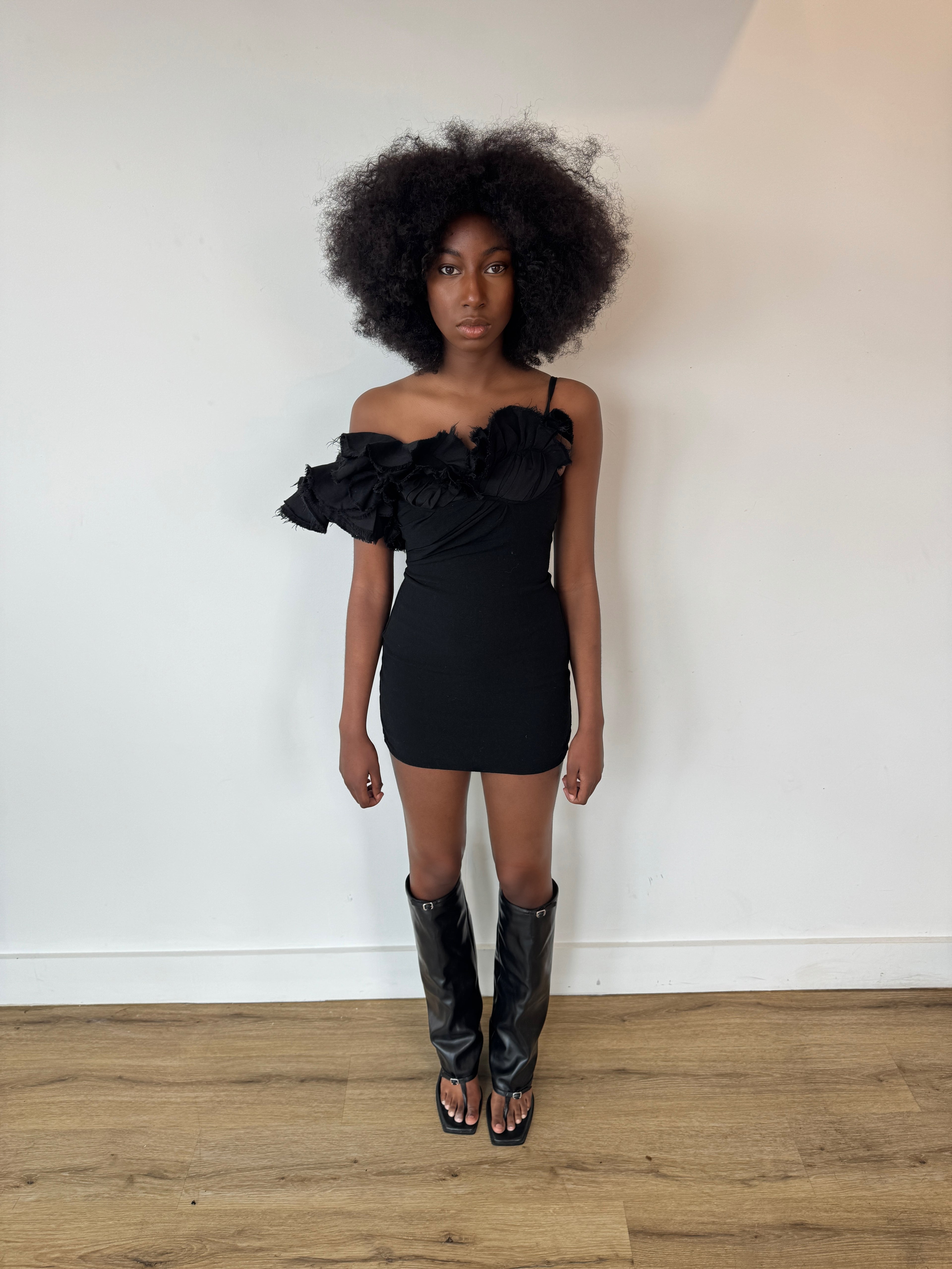 jacquemus floral 3d off-shoulder mini dress
