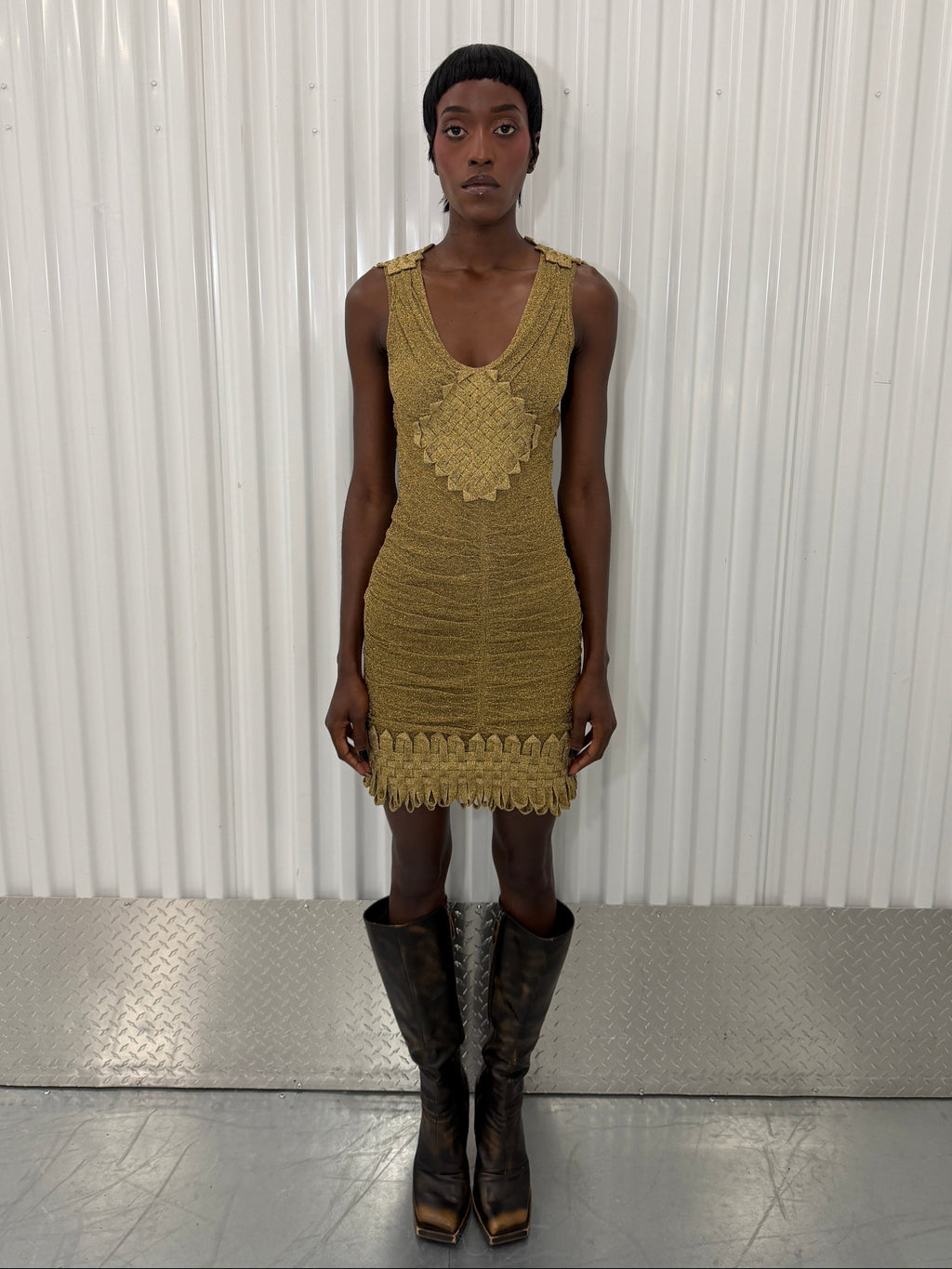 zac posen vintage golden shimmer dress