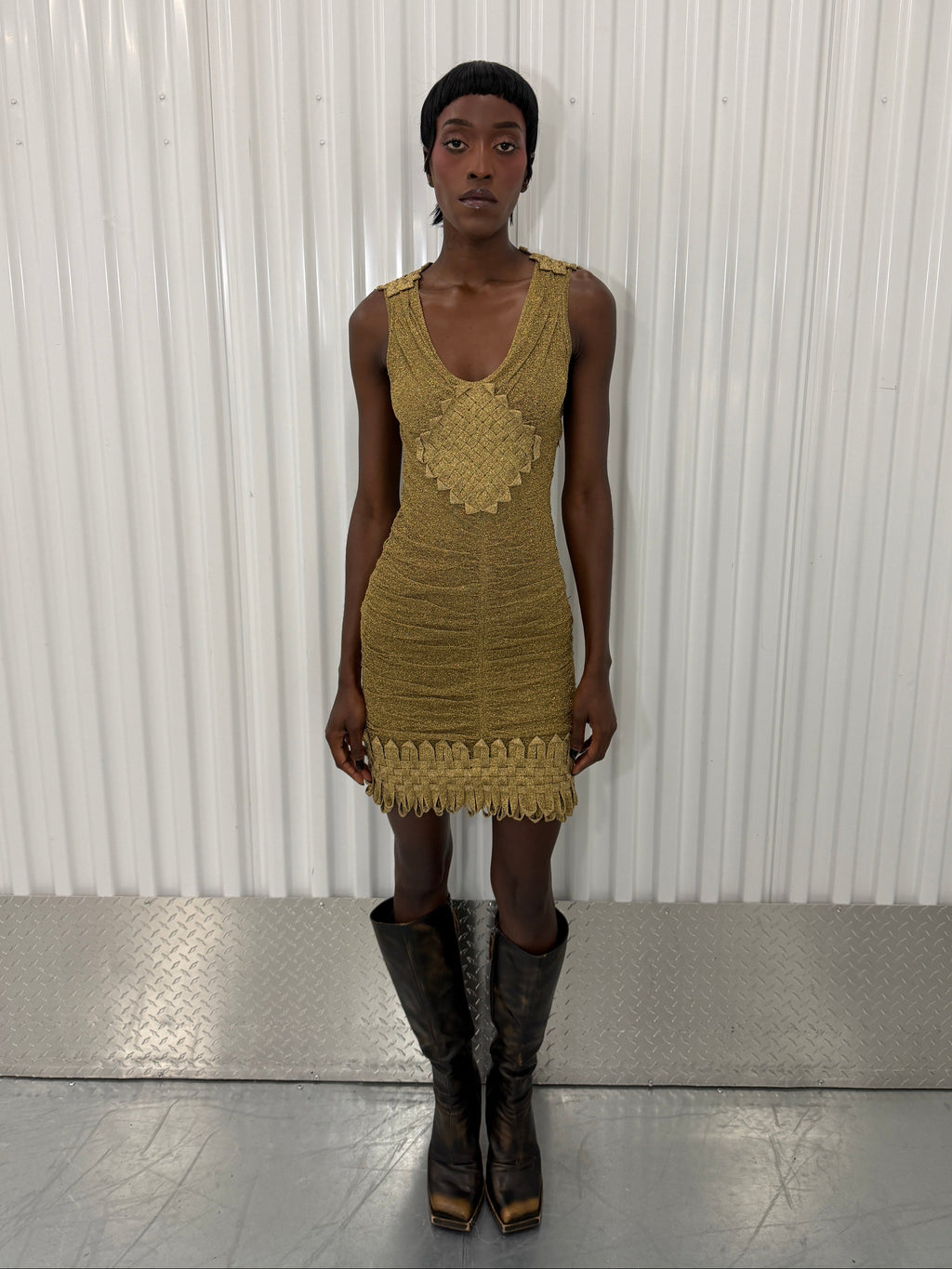 zac posen vintage golden shimmer dress
