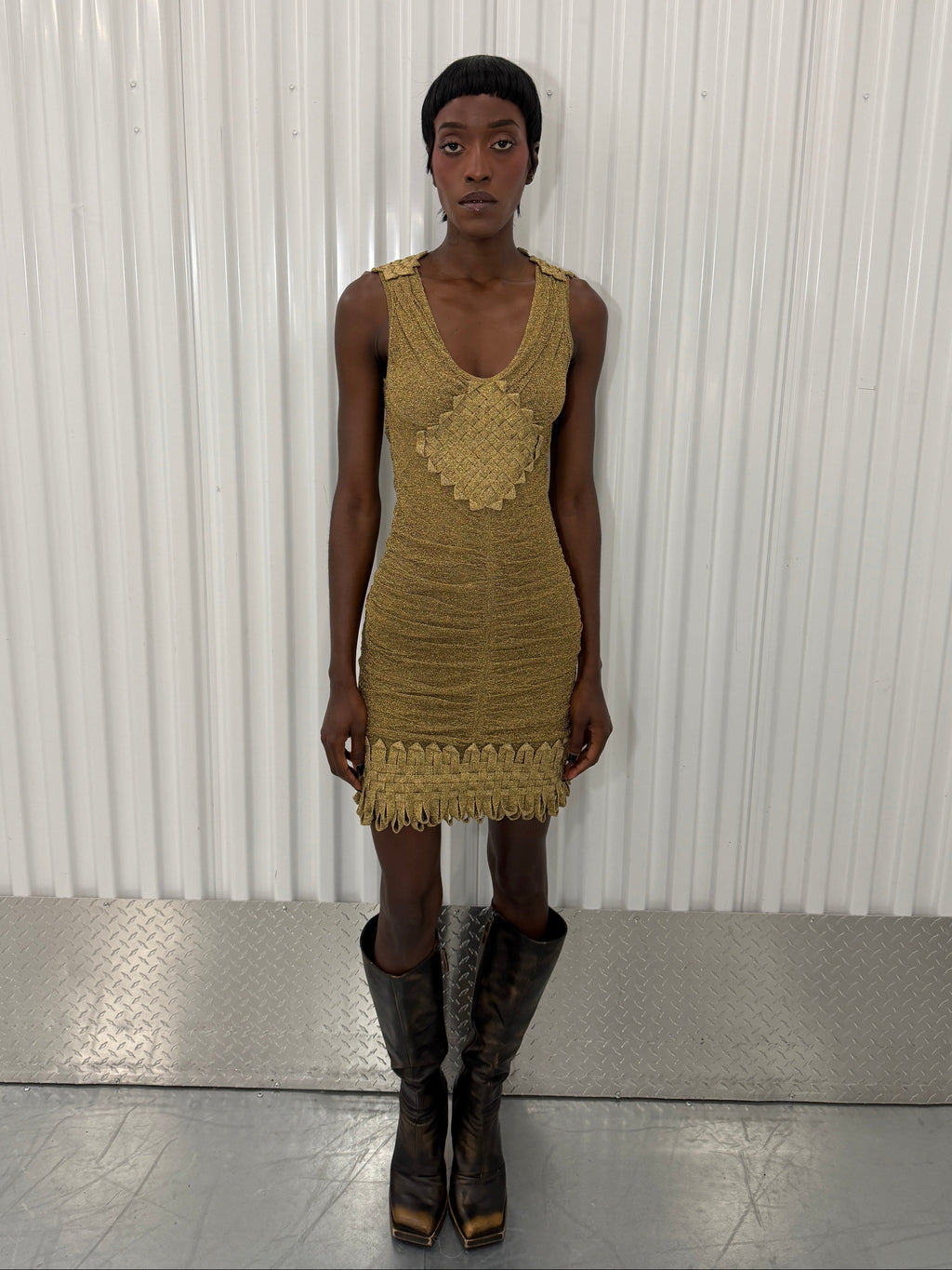 zac posen vintage golden shimmer dress