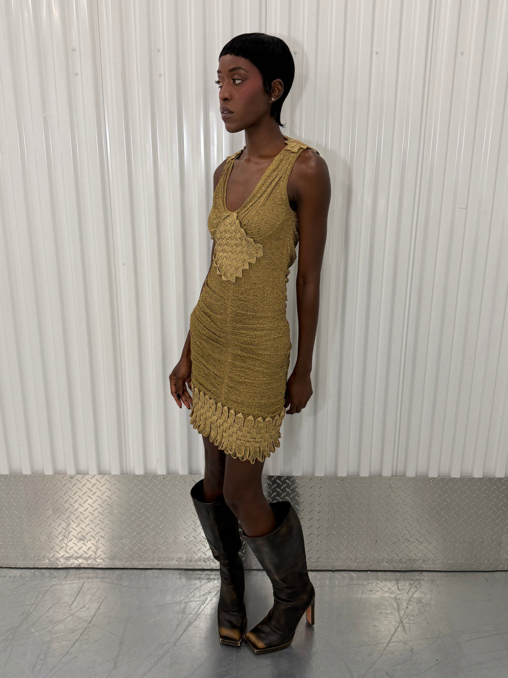 zac posen vintage golden shimmer dress