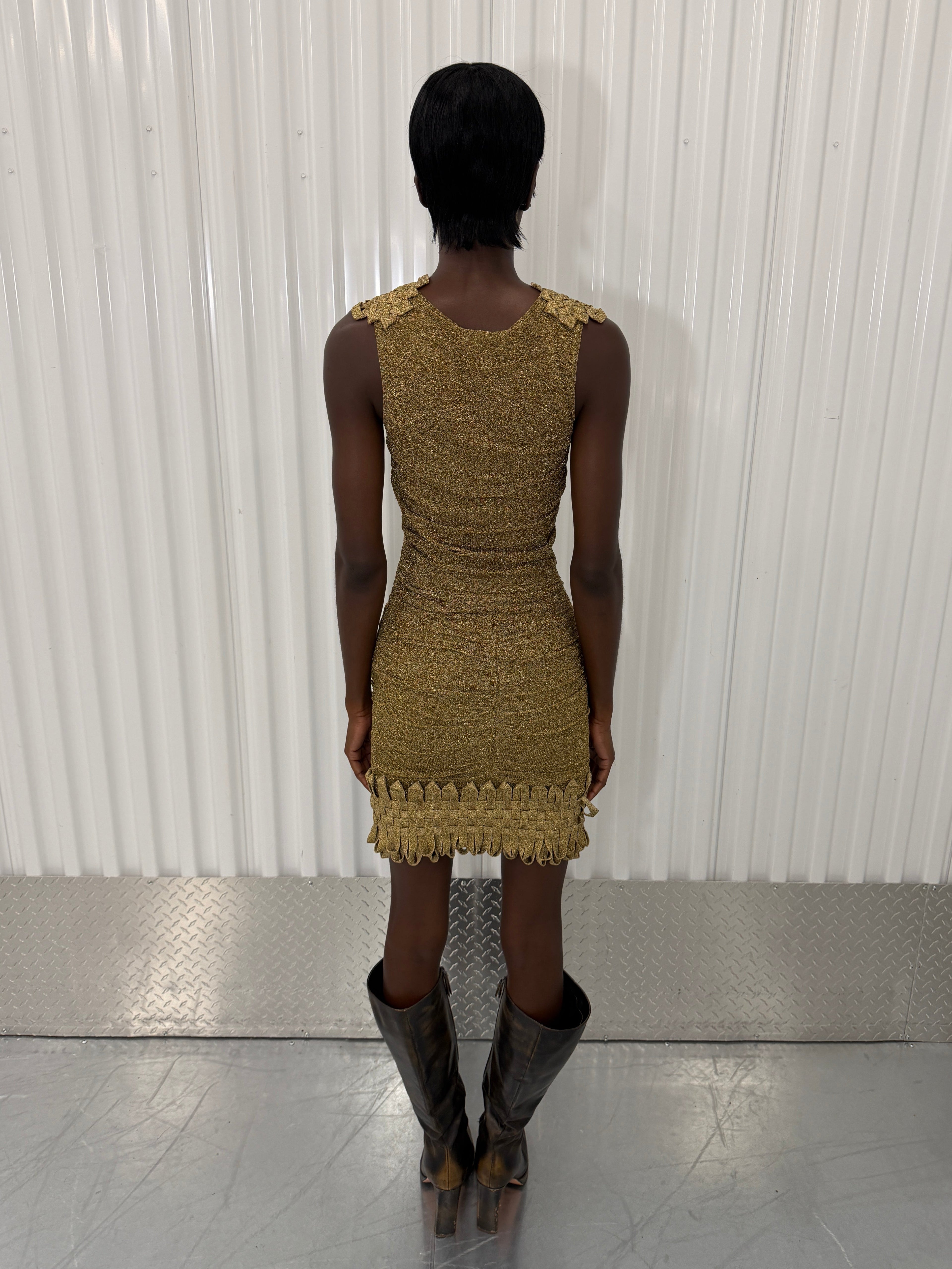 zac posen vintage golden shimmer dress