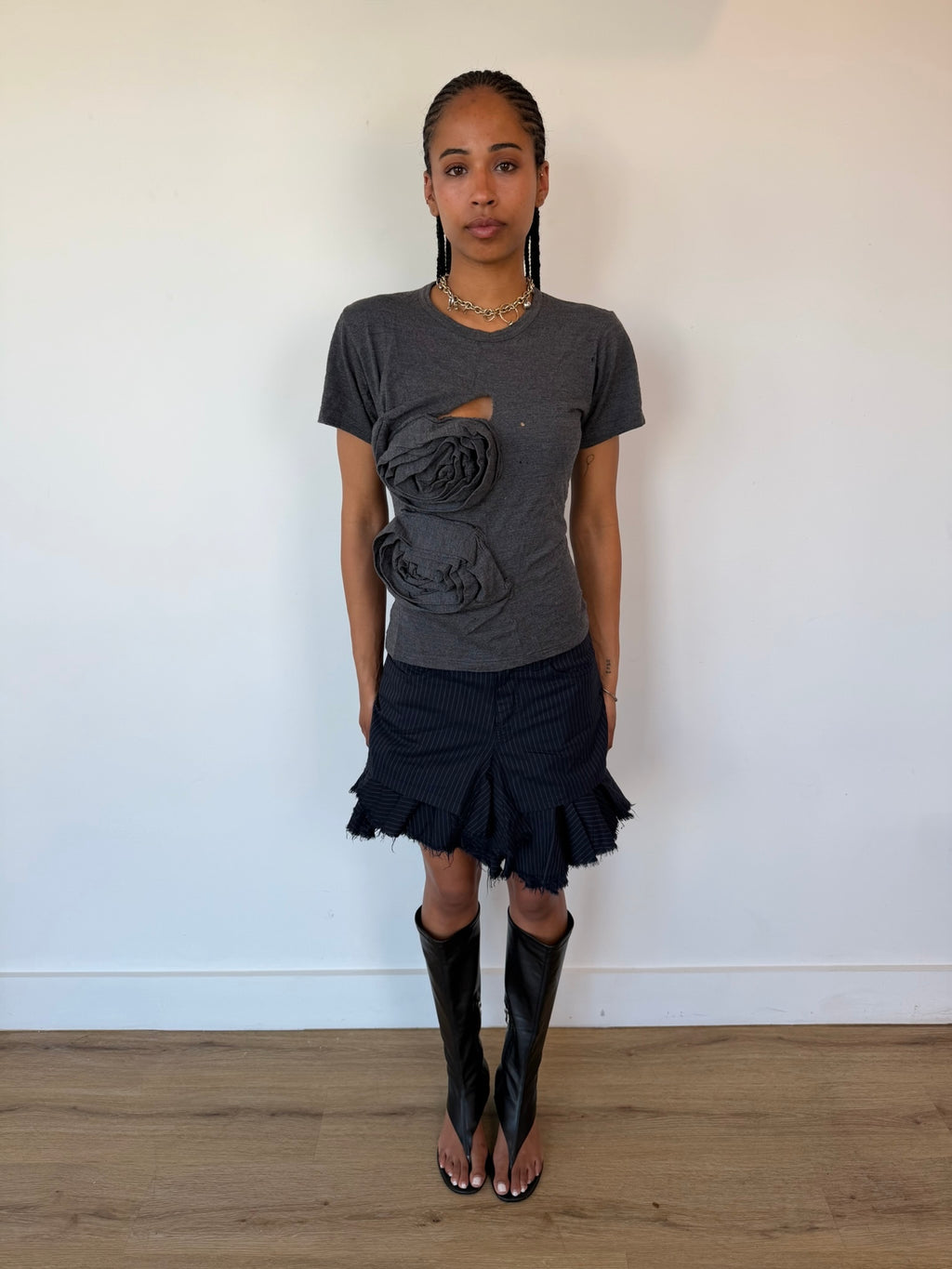 comme des garçons floral applique t-shirt