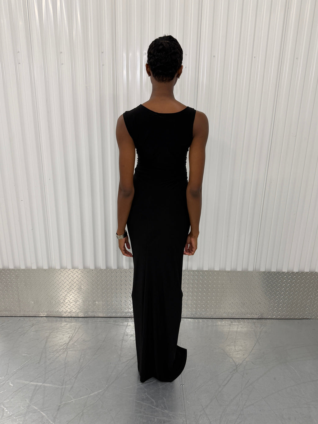 sid neigum gathered belt maxi dress