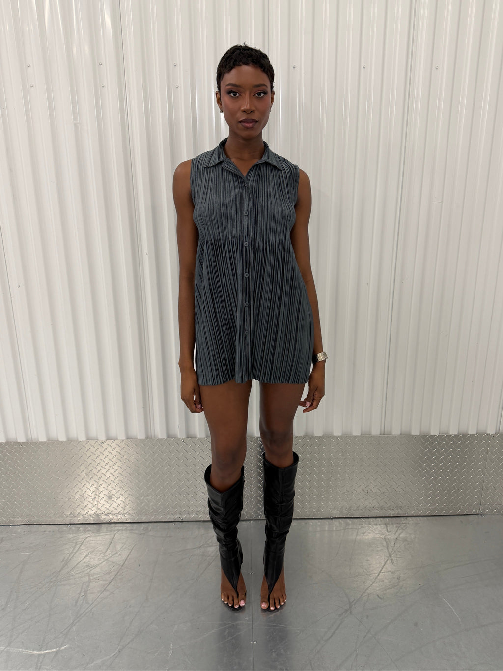 issey miyake button up tshirt dress