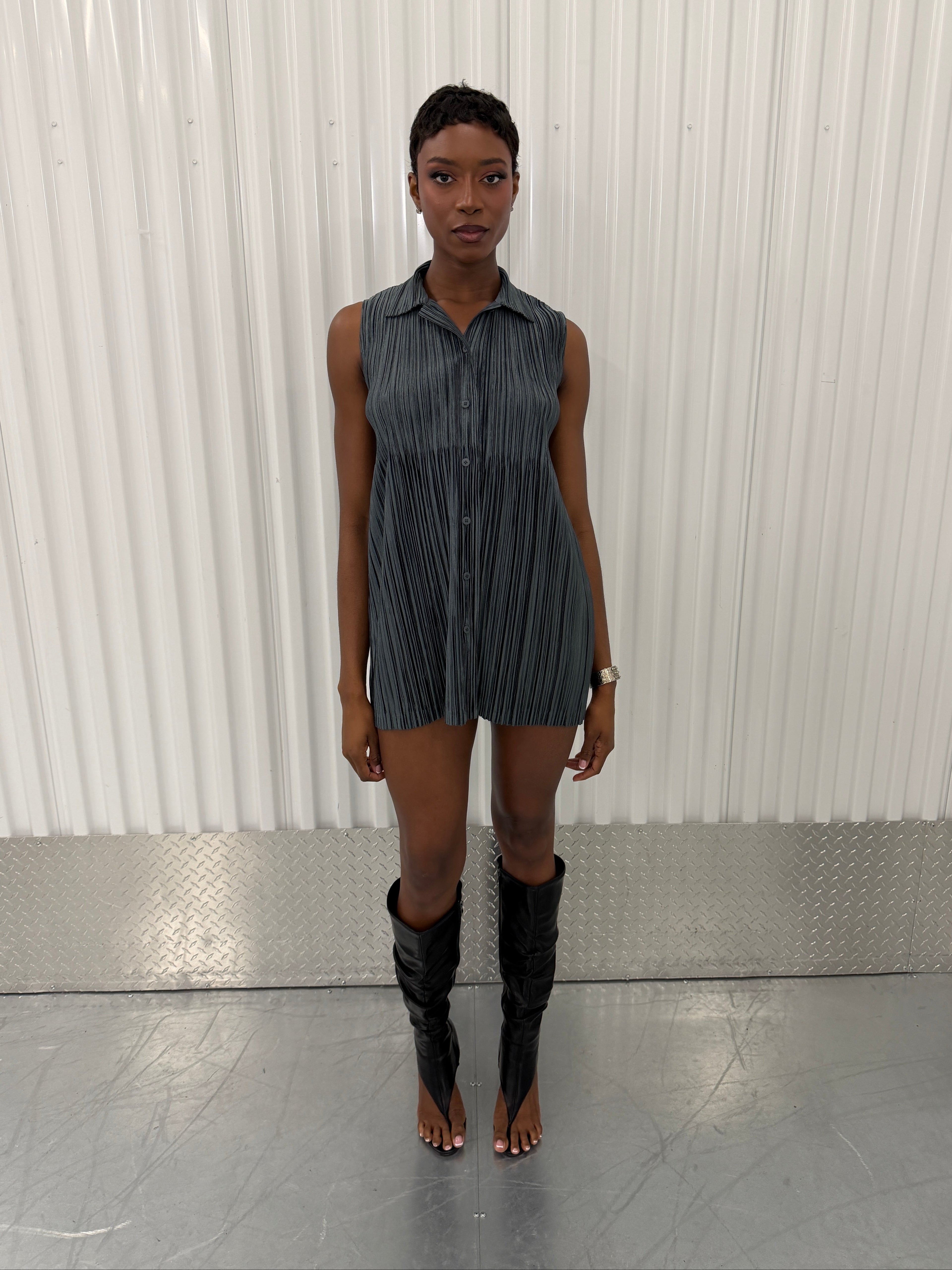 issey miyake button up tshirt dress